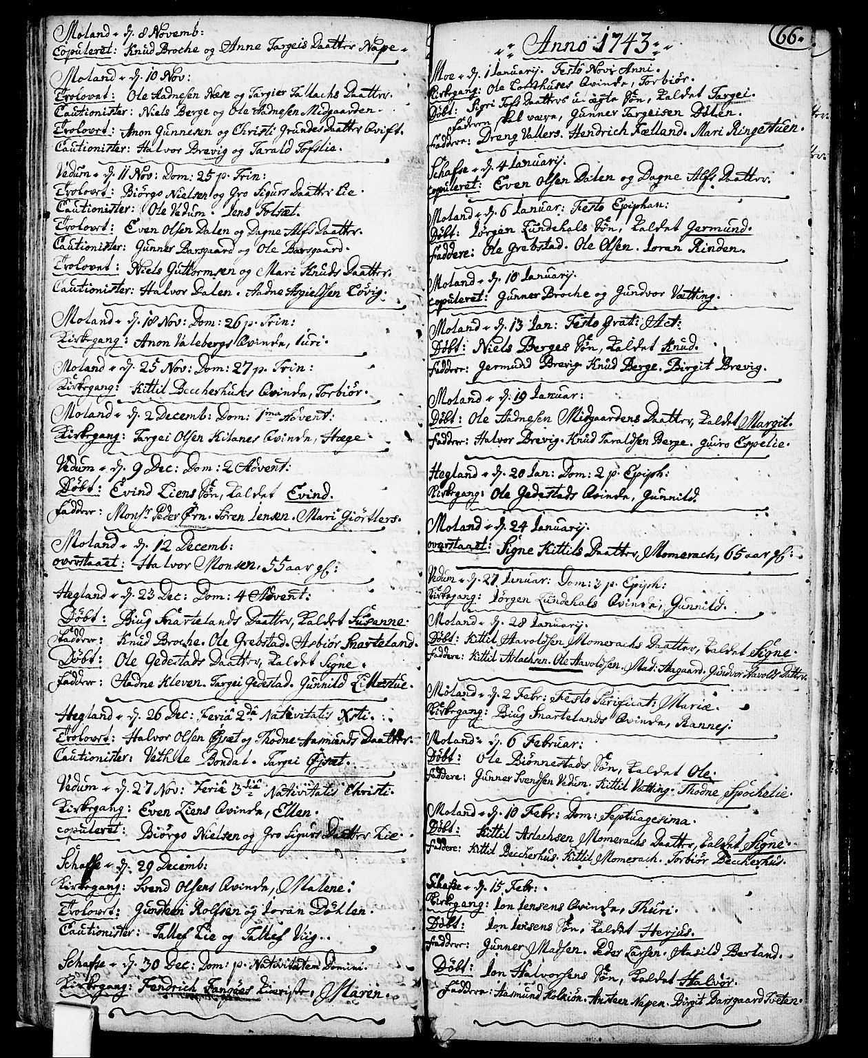 Fyresdal kirkebøker, SAKO/A-263/F/Fa/L0001: Parish register (official) no. I 1, 1724-1748, p. 66