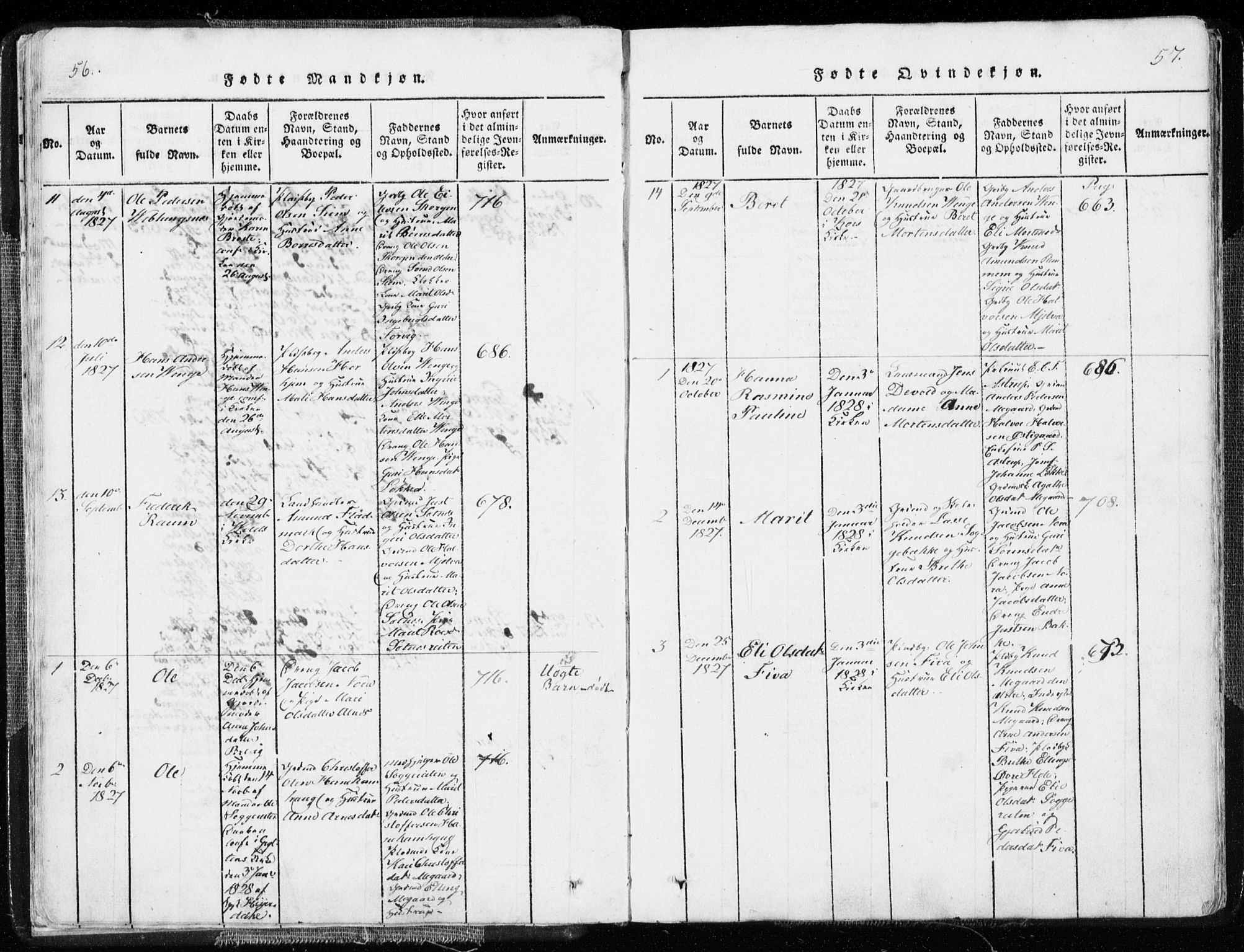 Ministerialprotokoller, klokkerbøker og fødselsregistre - Møre og Romsdal, AV/SAT-A-1454/544/L0571: Parish register (official) no. 544A04, 1818-1853, p. 56-57