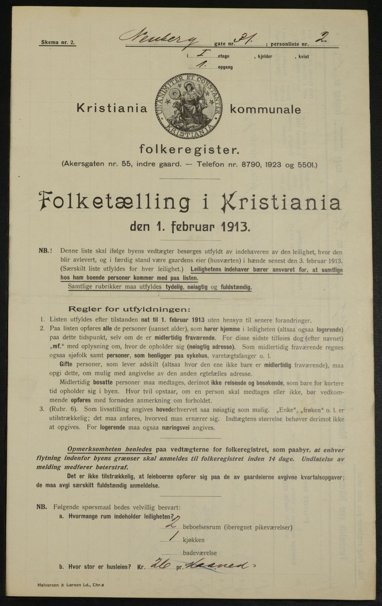 OBA, Municipal Census 1913 for Kristiania, 1913, p. 70091