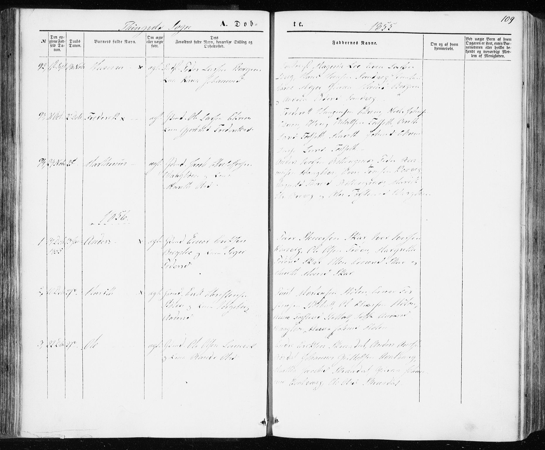 Ministerialprotokoller, klokkerbøker og fødselsregistre - Møre og Romsdal, AV/SAT-A-1454/586/L0984: Parish register (official) no. 586A10, 1844-1856, p. 109