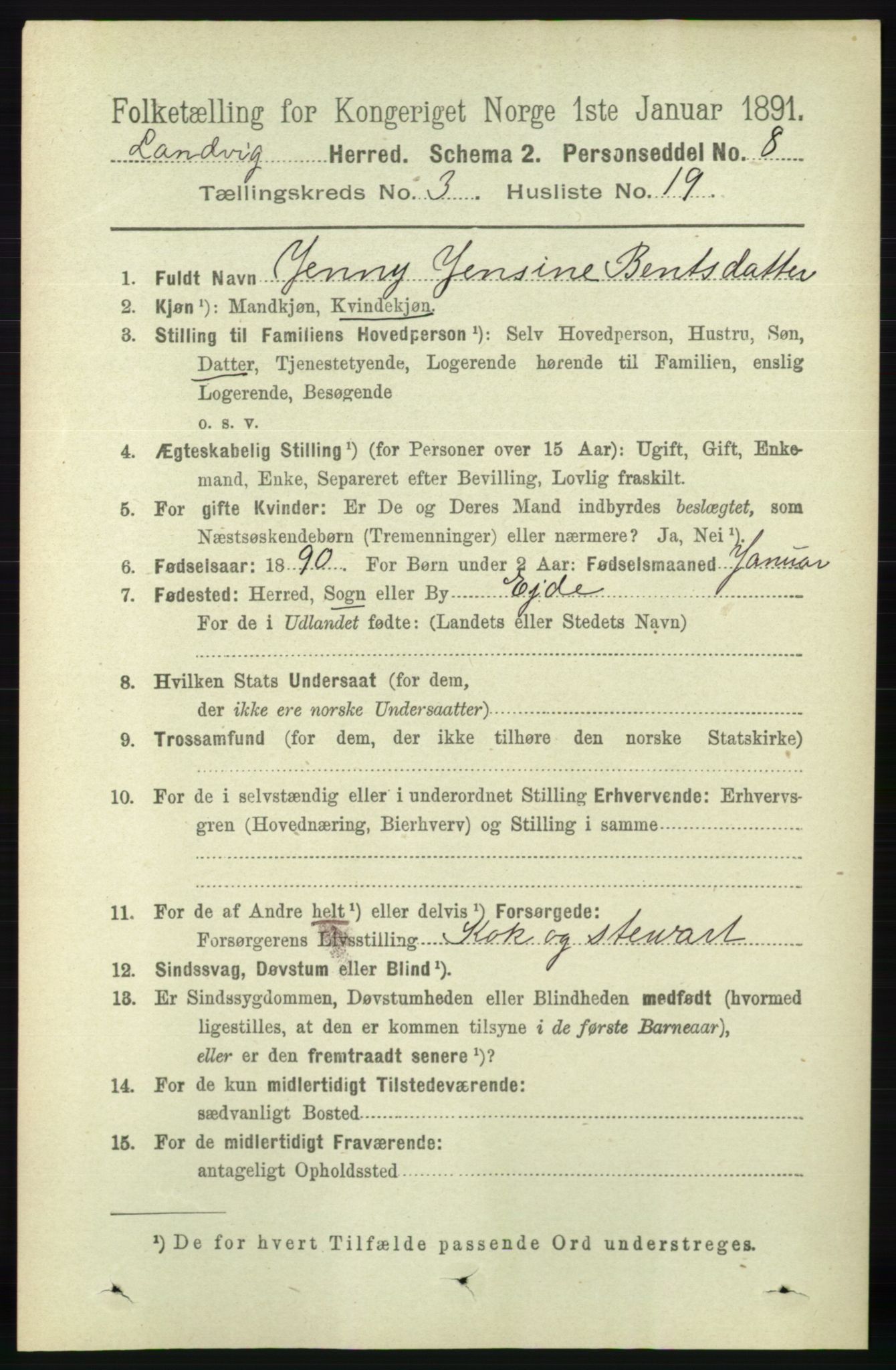 RA, 1891 census for 0924 Landvik, 1891, p. 1090