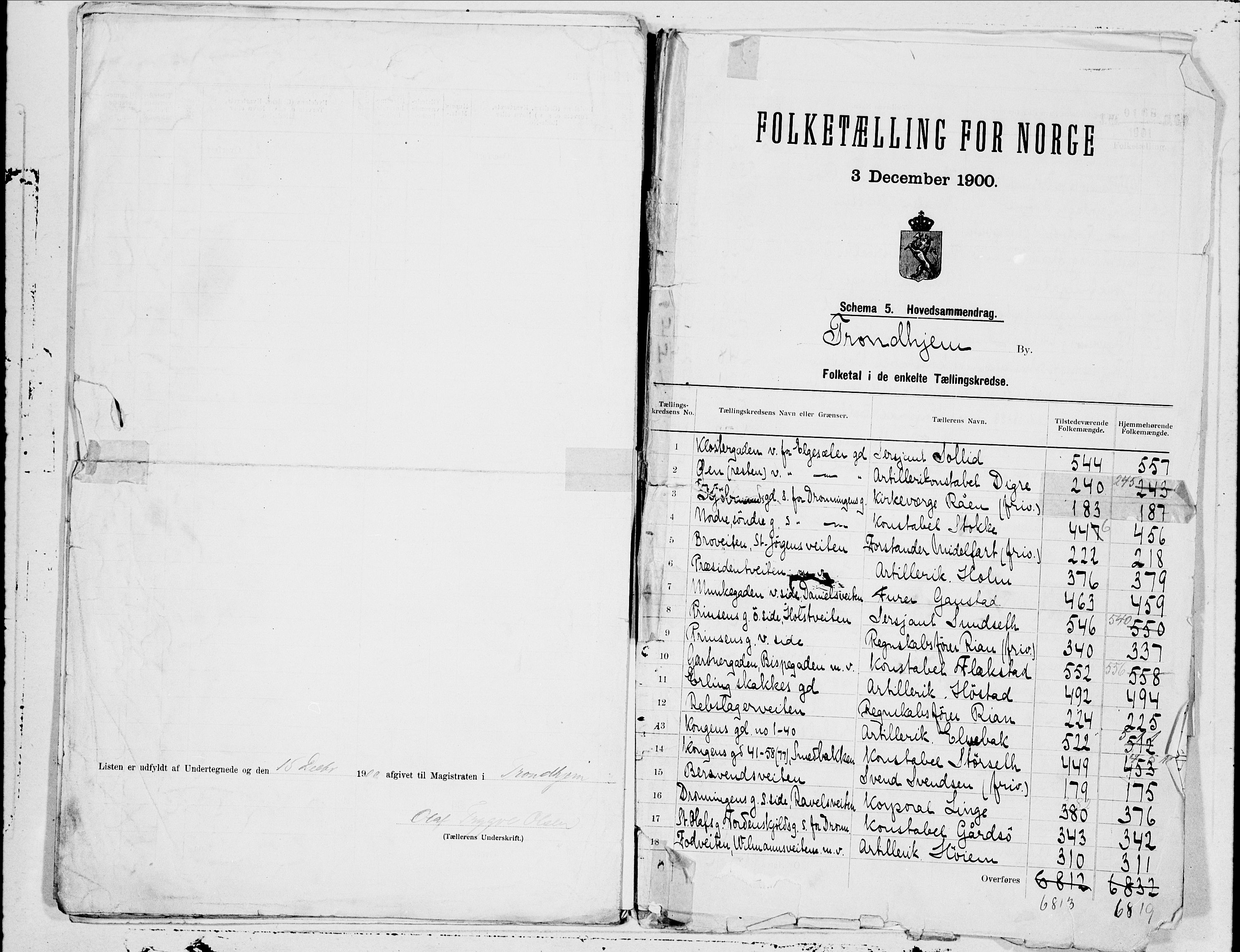 SAT, 1900 census for Trondheim, 1900, p. 167