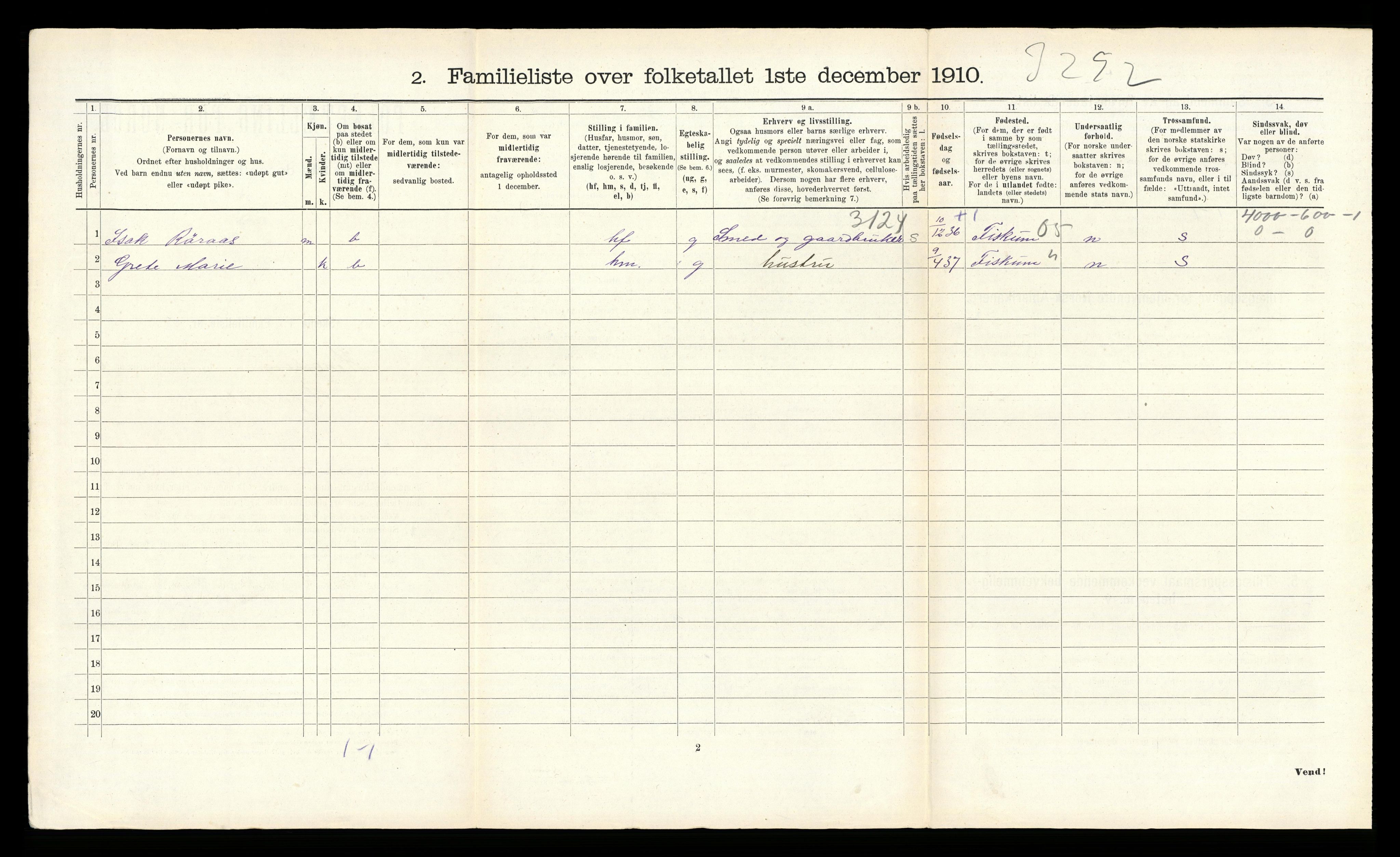 RA, 1910 census for Kongsberg, 1910, p. 3025