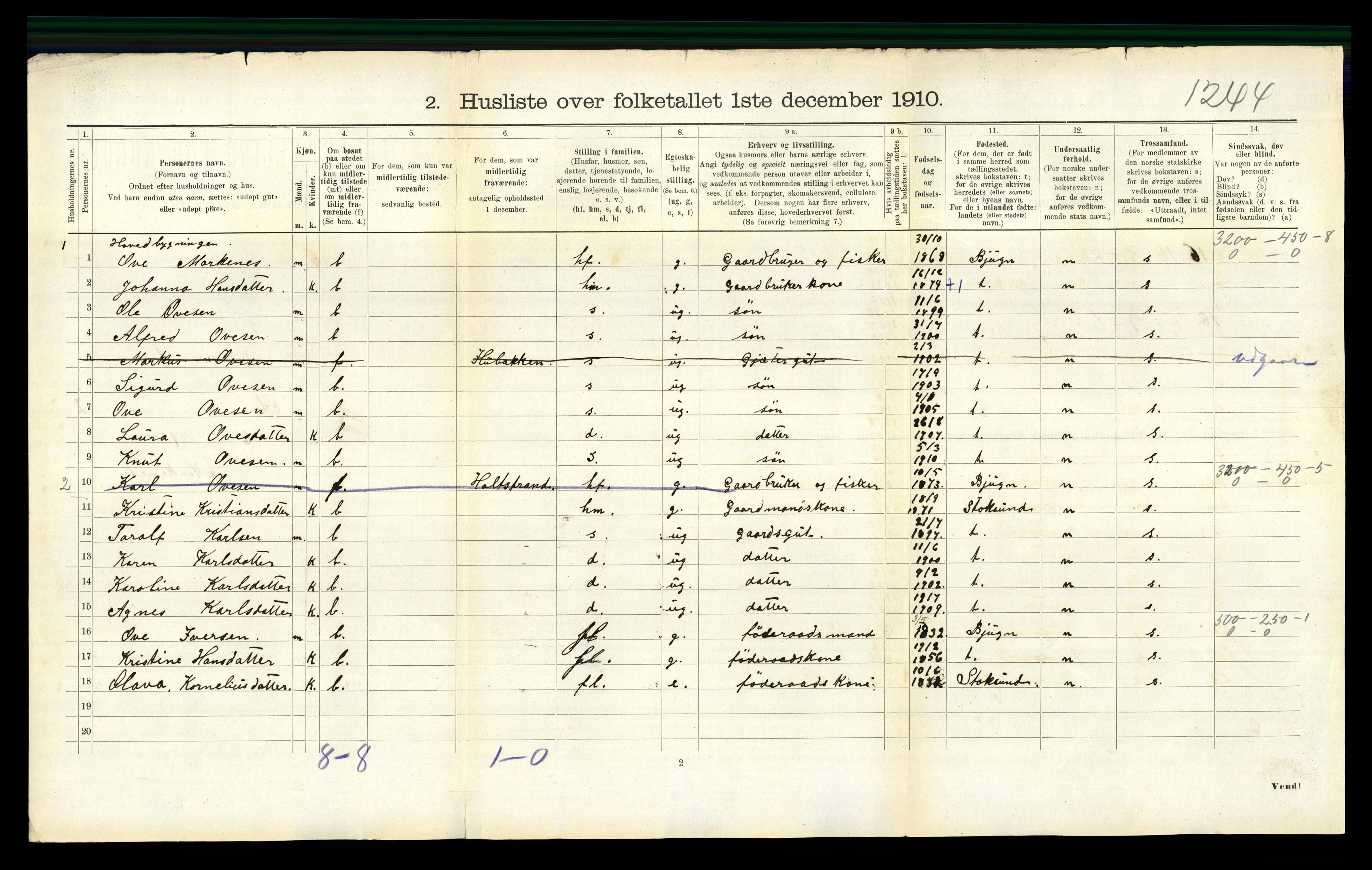 RA, 1910 census for Aa, 1910, p. 135