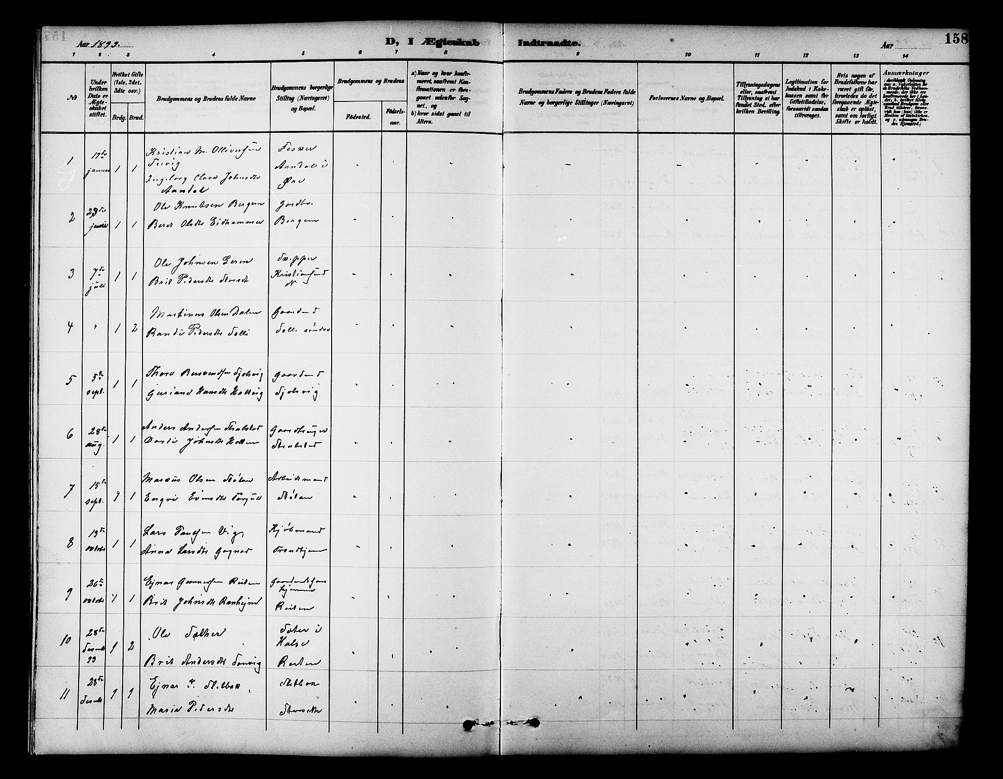 Ministerialprotokoller, klokkerbøker og fødselsregistre - Møre og Romsdal, AV/SAT-A-1454/586/L0992: Parish register (copy) no. 586C03, 1892-1909, p. 158