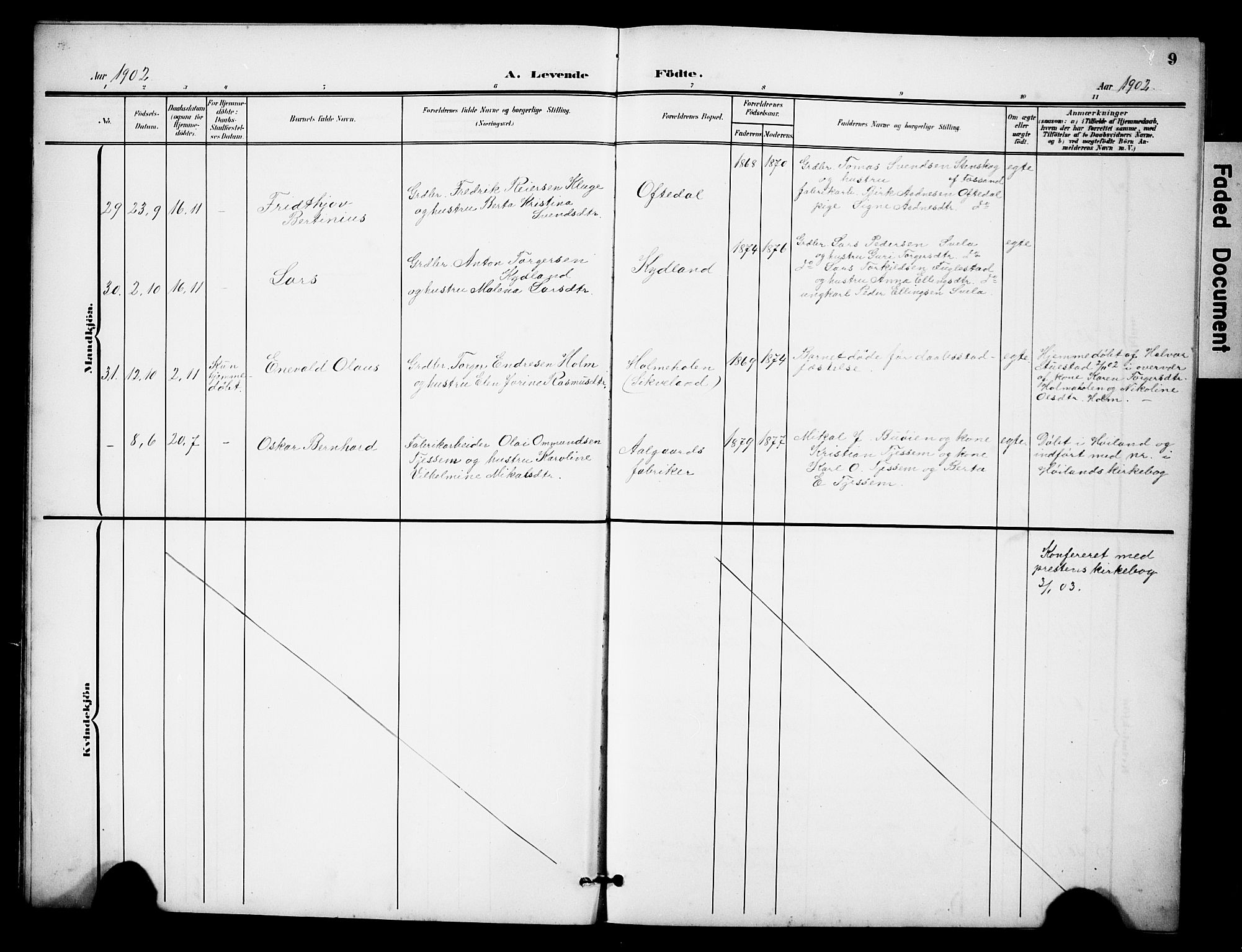 Lye sokneprestkontor, AV/SAST-A-101794/001/30BB/L0009: Parish register (copy) no. B 9, 1902-1923, p. 9