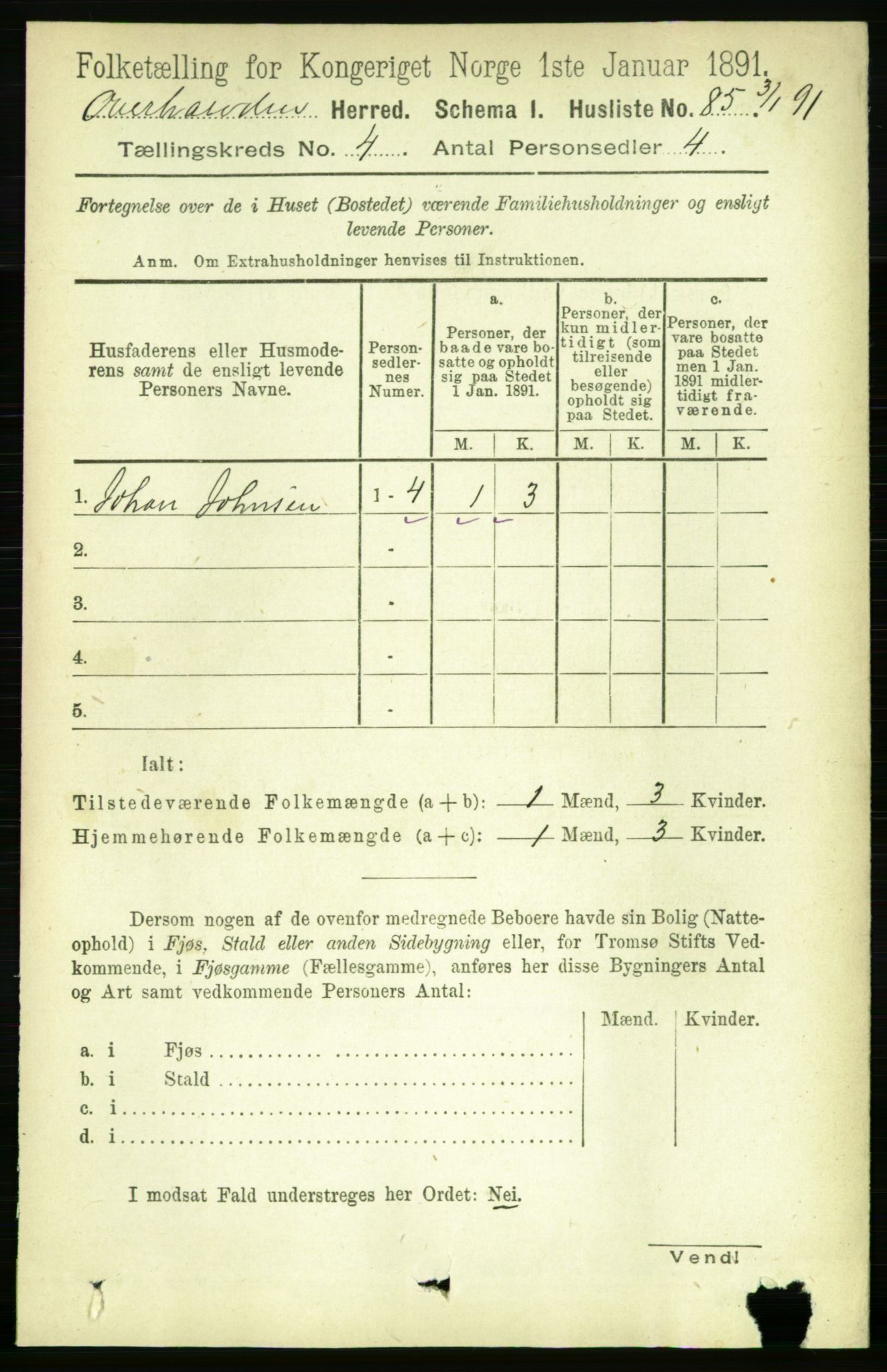 RA, 1891 census for 1744 Overhalla, 1891, p. 1095