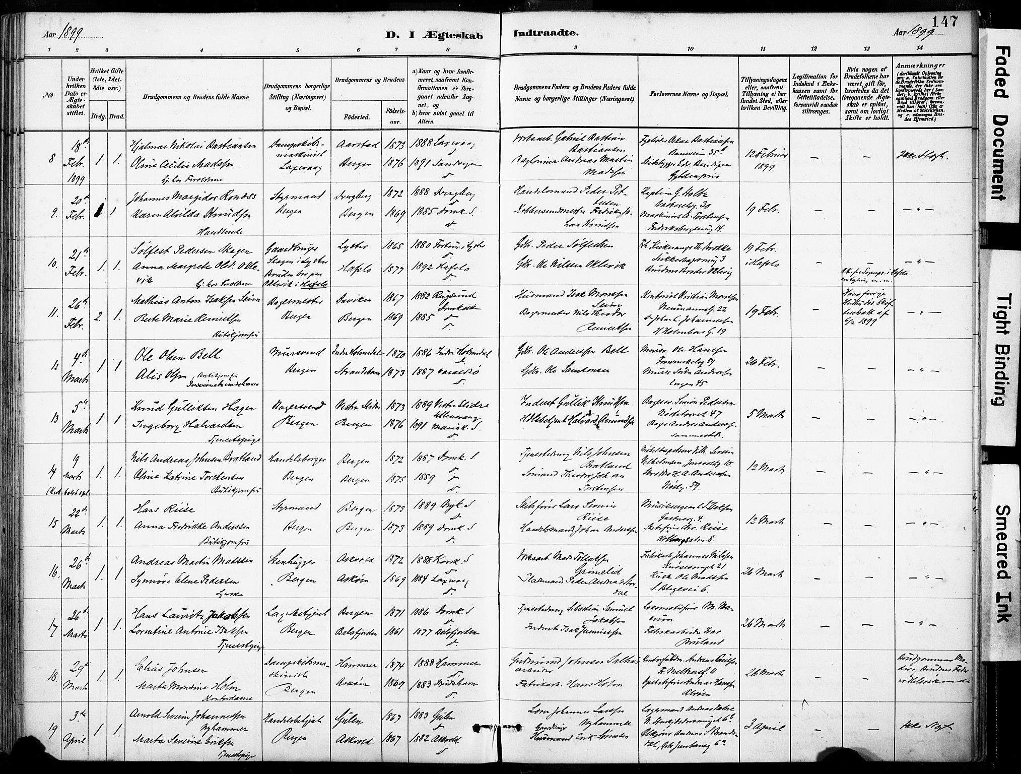 Domkirken sokneprestembete, SAB/A-74801/H/Haa/L0037: Parish register (official) no. D 4, 1880-1907, p. 147