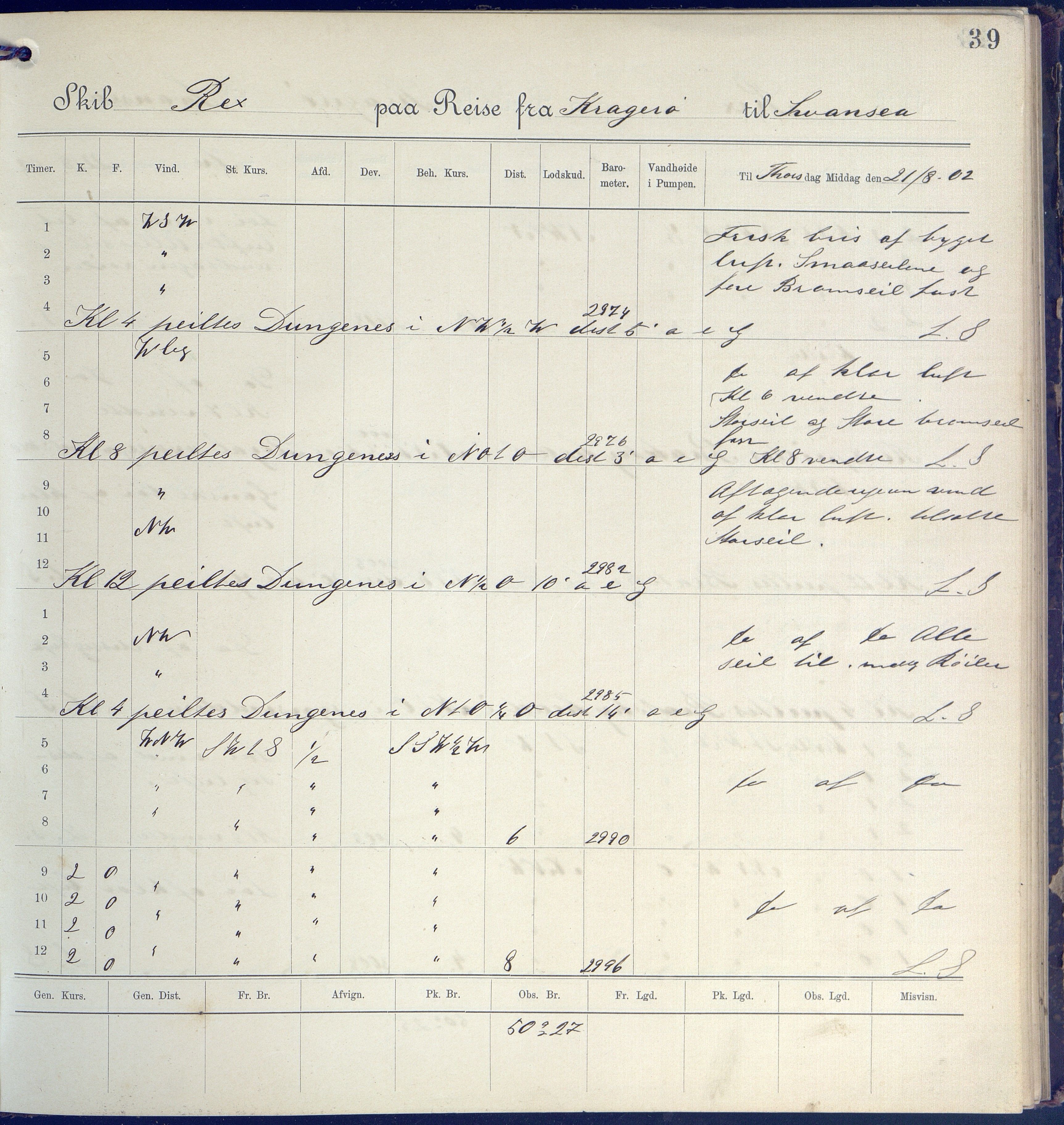 Fartøysarkivet, AAKS/PA-1934/F/L0310: Rex II (bark), 1902-1903, p. 39