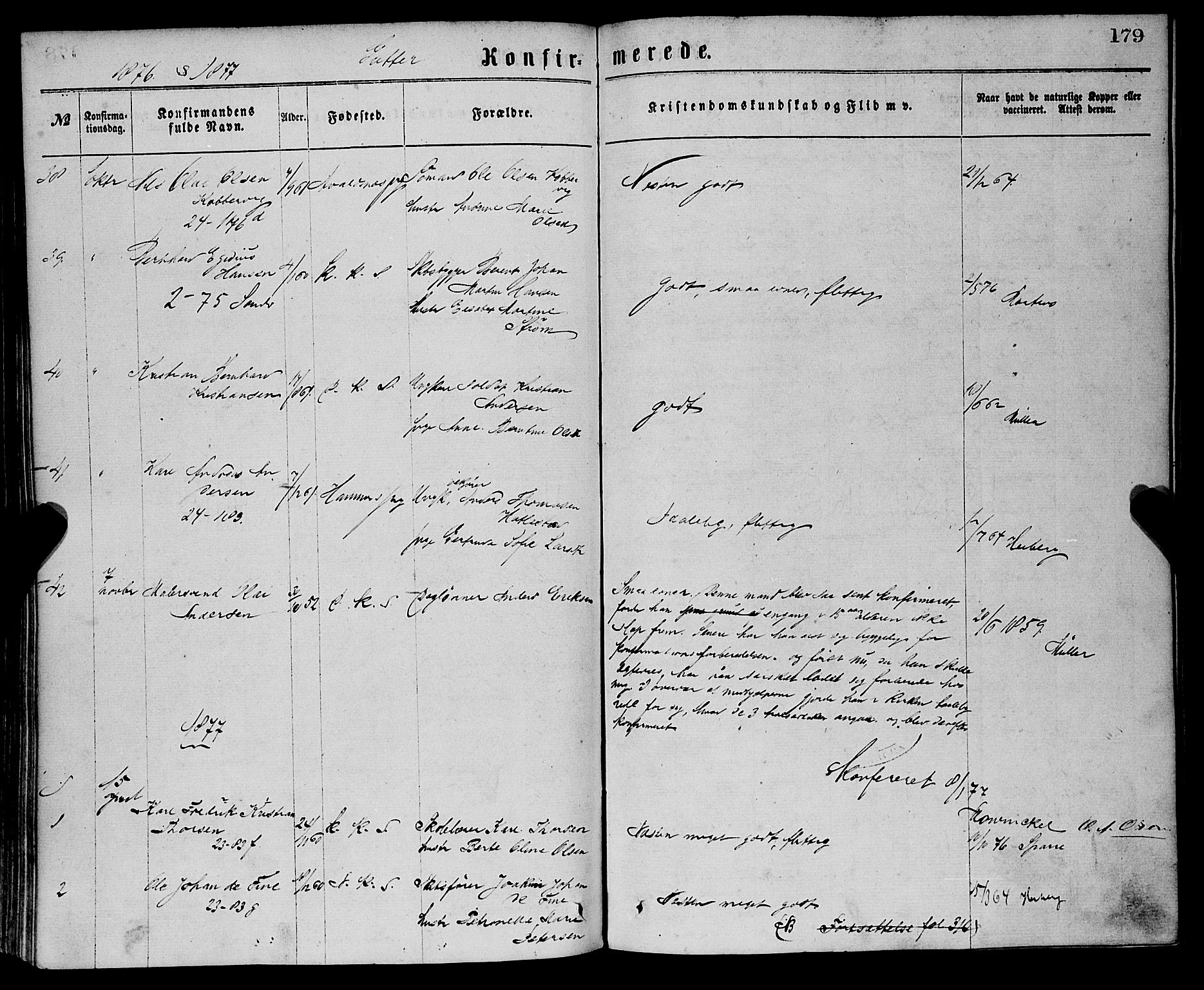 Sandviken Sokneprestembete, SAB/A-77601/H/Ha/L0001: Parish register (official) no. A 1, 1867-1877, p. 179