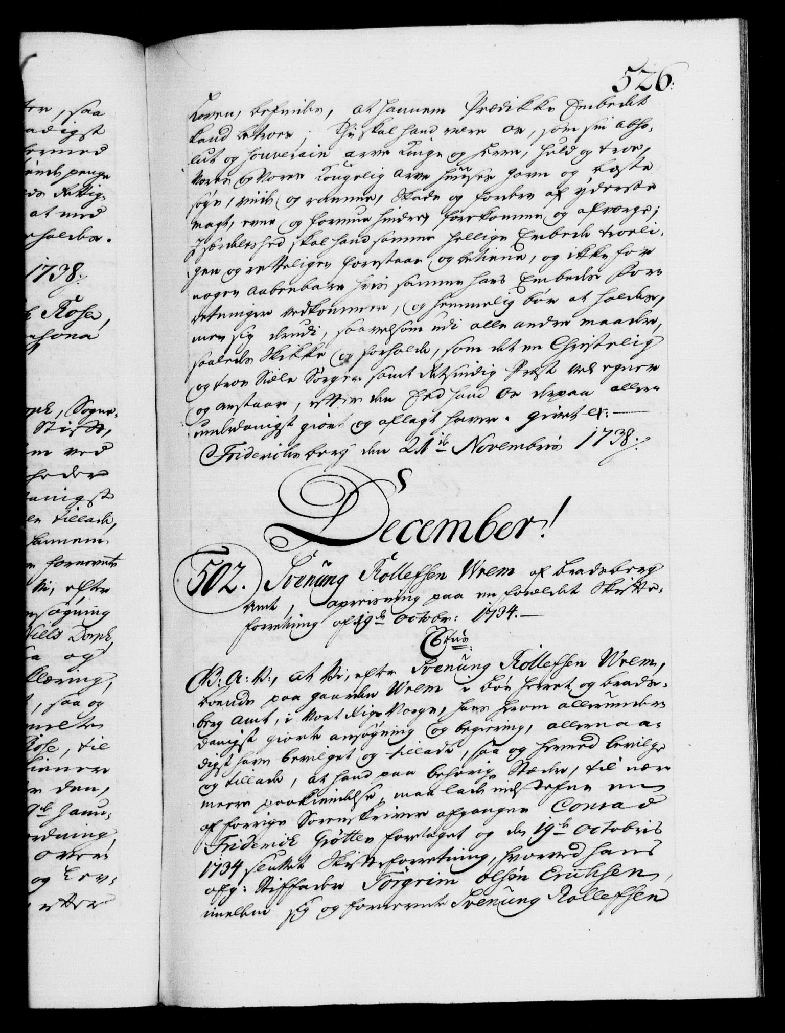 Danske Kanselli 1572-1799, AV/RA-EA-3023/F/Fc/Fca/Fcaa/L0030: Norske registre, 1737-1738, p. 526a