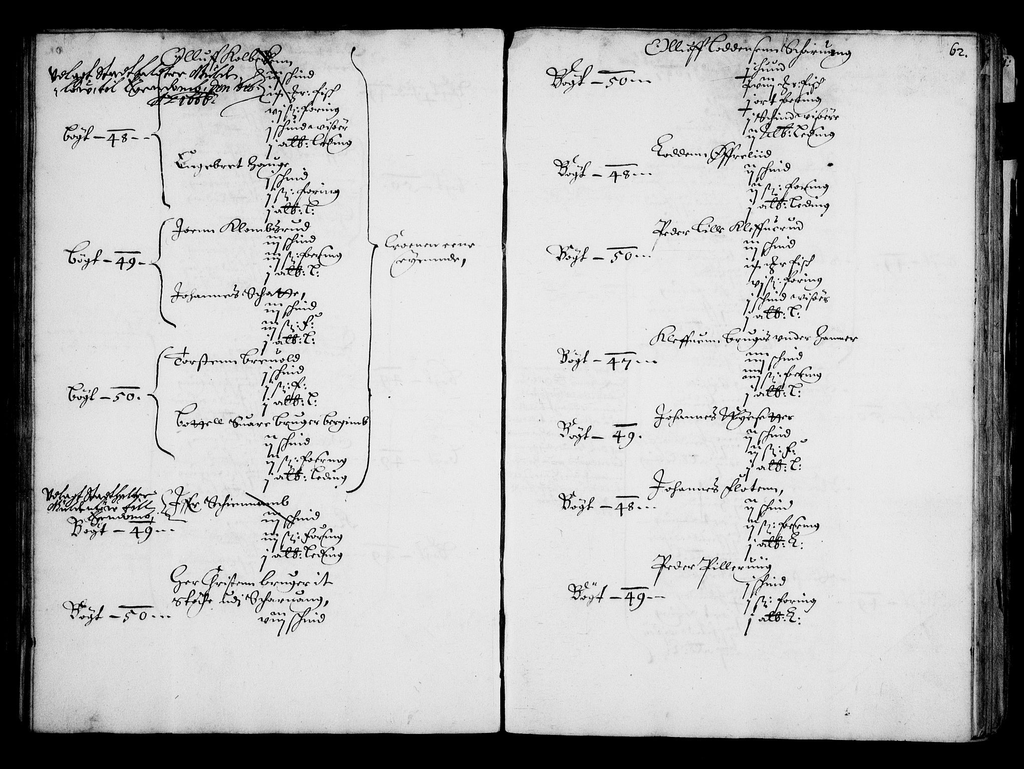 Rentekammeret inntil 1814, Realistisk ordnet avdeling, AV/RA-EA-4070/N/Na/L0001: [XI f]: Akershus stifts jordebok, 1652, p. 61b-62a