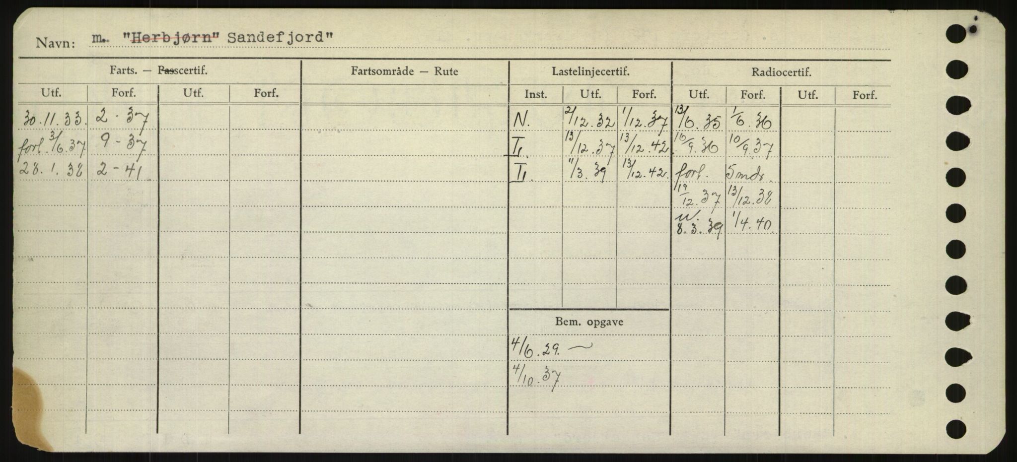 Sjøfartsdirektoratet med forløpere, Skipsmålingen, RA/S-1627/H/Hd/L0032: Fartøy, San-Seve, p. 58