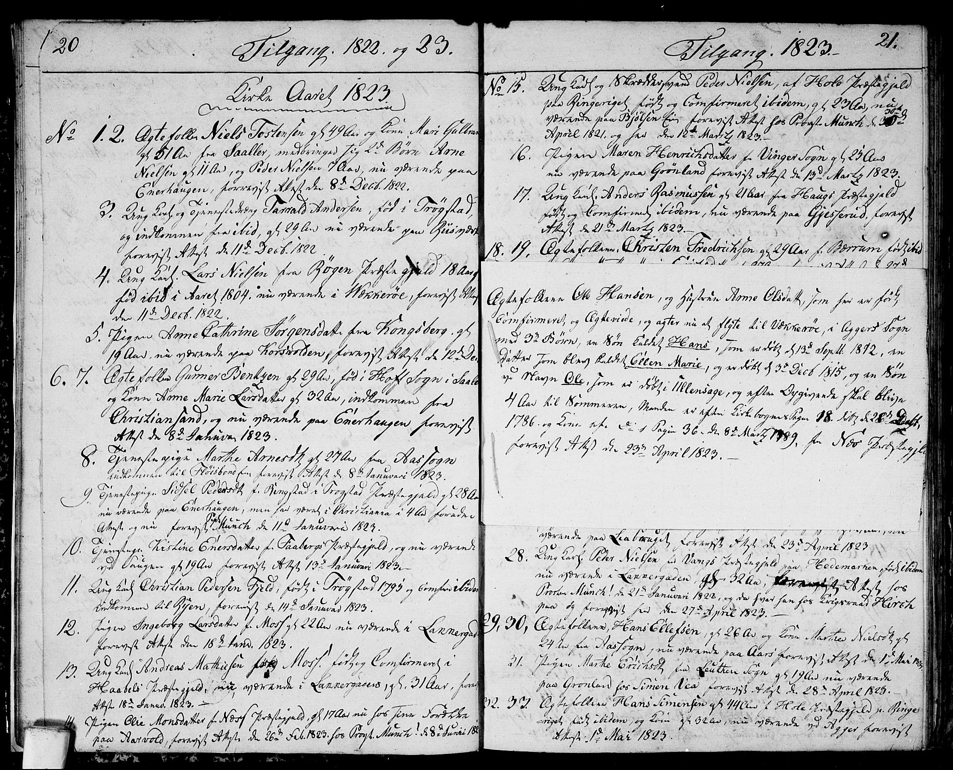 Aker prestekontor kirkebøker, AV/SAO-A-10861/F/L0014a: Parish register (official) no. 14A, 1820-1833, p. 20-21