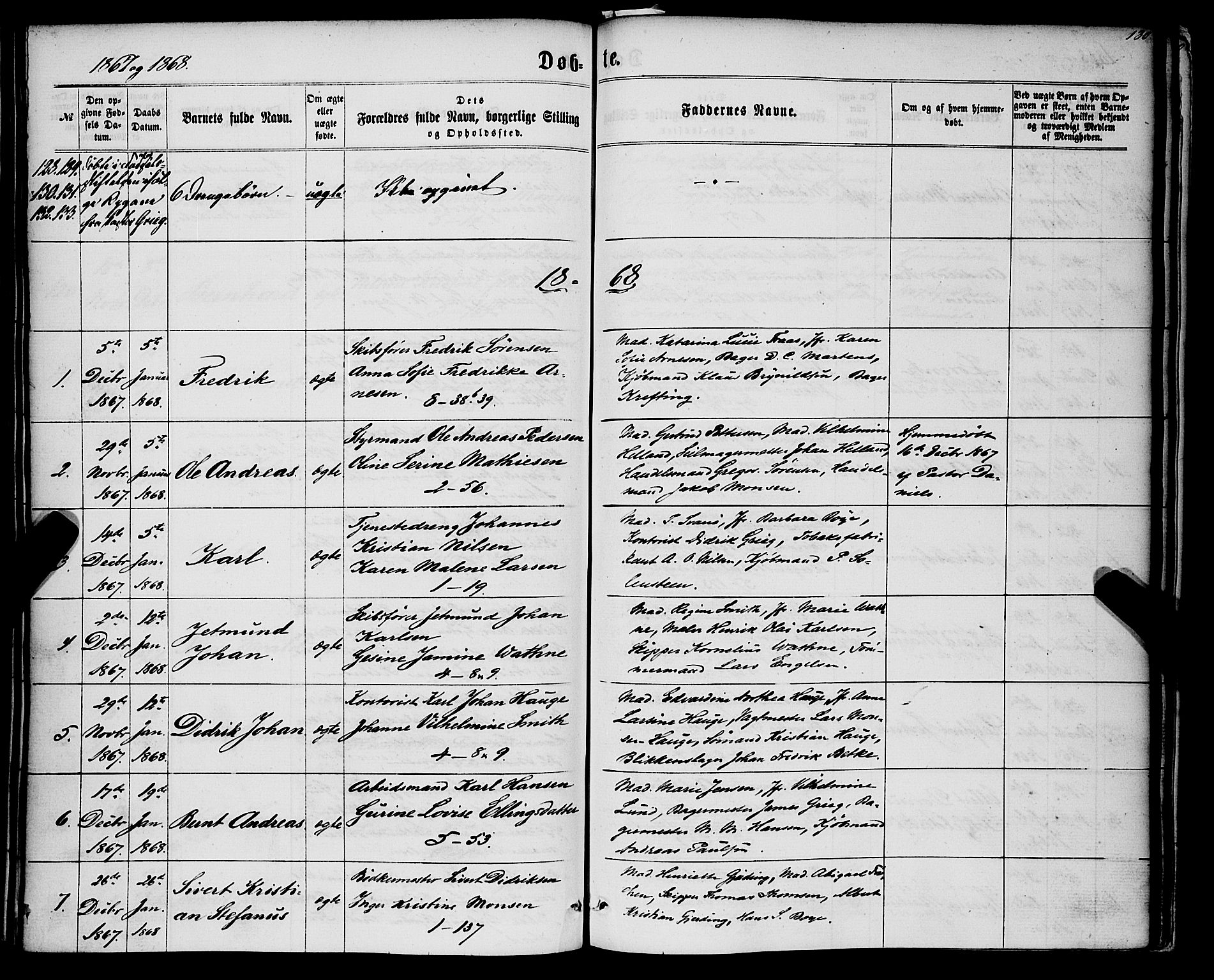 Nykirken Sokneprestembete, SAB/A-77101/H/Haa/L0015: Parish register (official) no. B 2, 1858-1869, p. 130