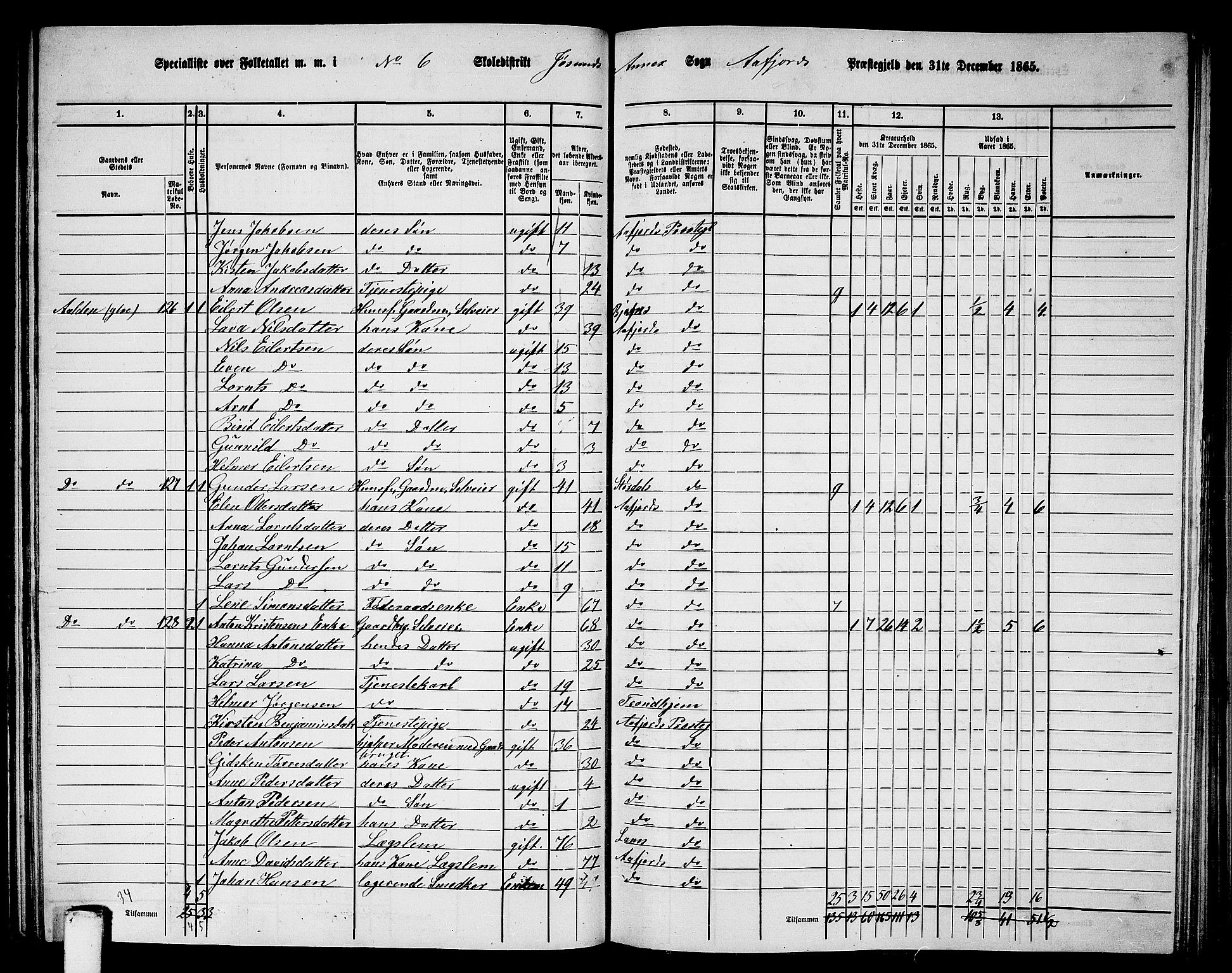 RA, 1865 census for Aafjorden, 1865, p. 78