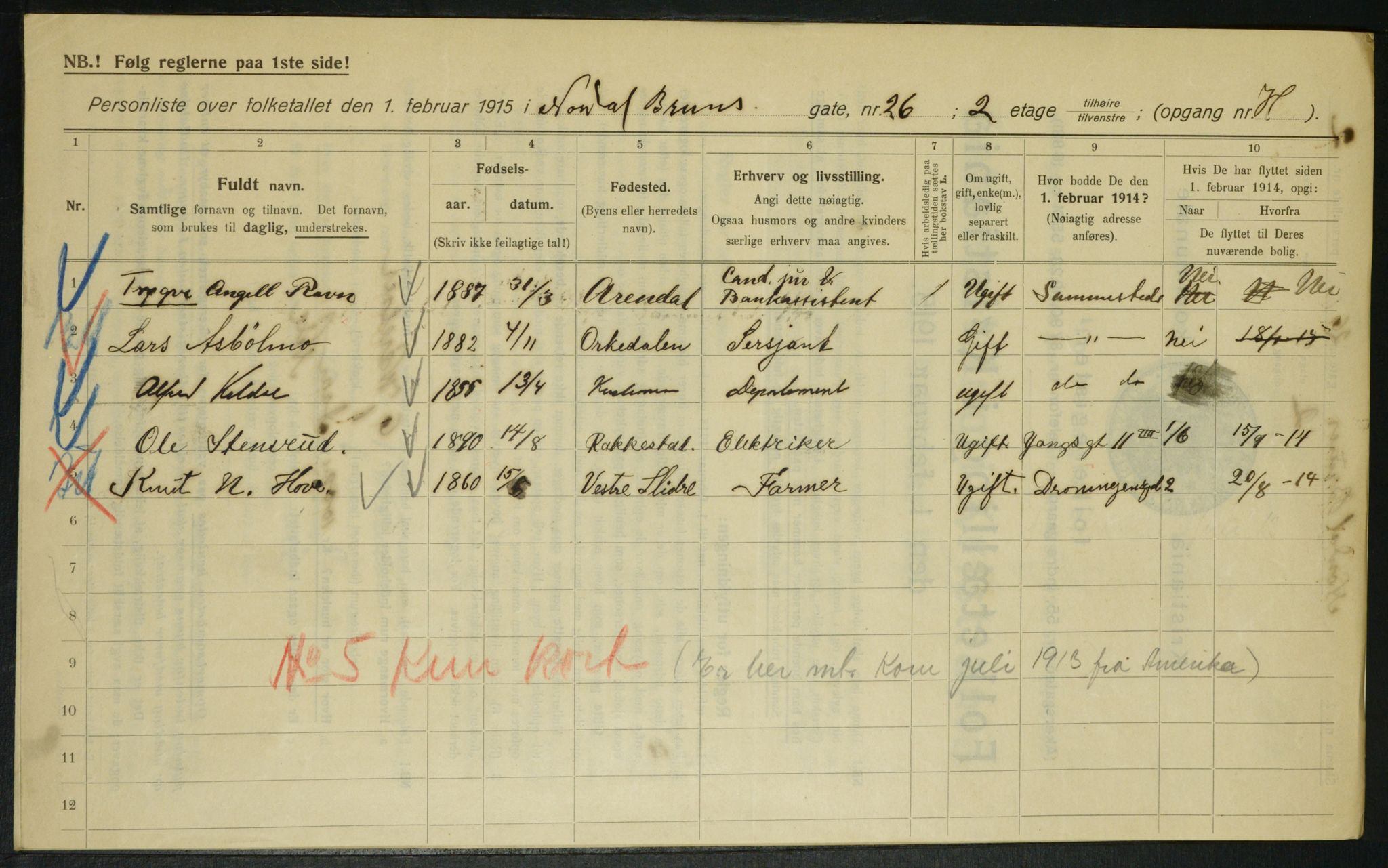 OBA, Municipal Census 1915 for Kristiania, 1915, p. 71818