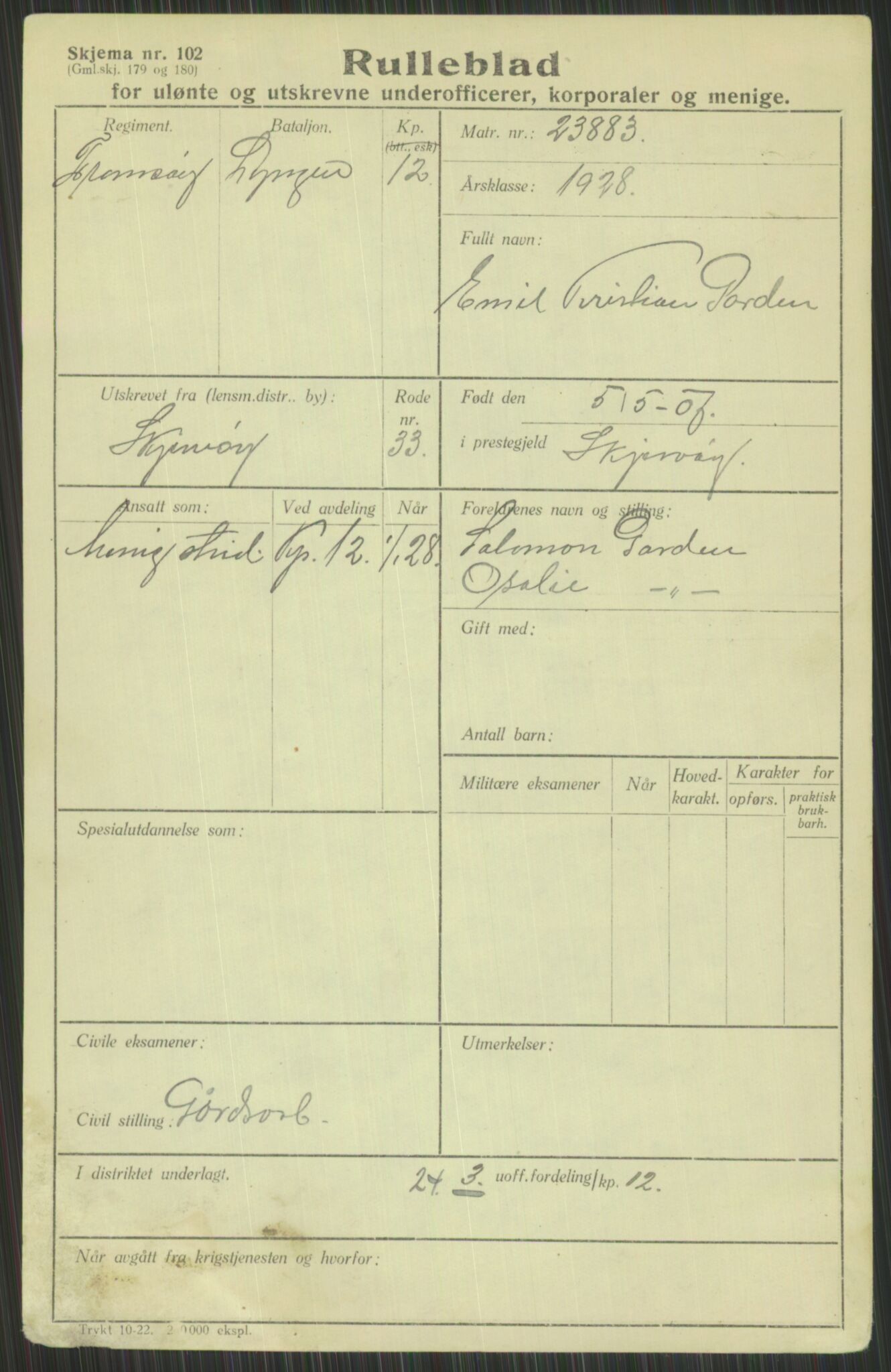 Forsvaret, Troms infanteriregiment nr. 16, AV/RA-RAFA-3146/P/Pa/L0013/0003: Rulleblad / Rulleblad for regimentets menige mannskaper, årsklasse 1928, 1928, p. 141