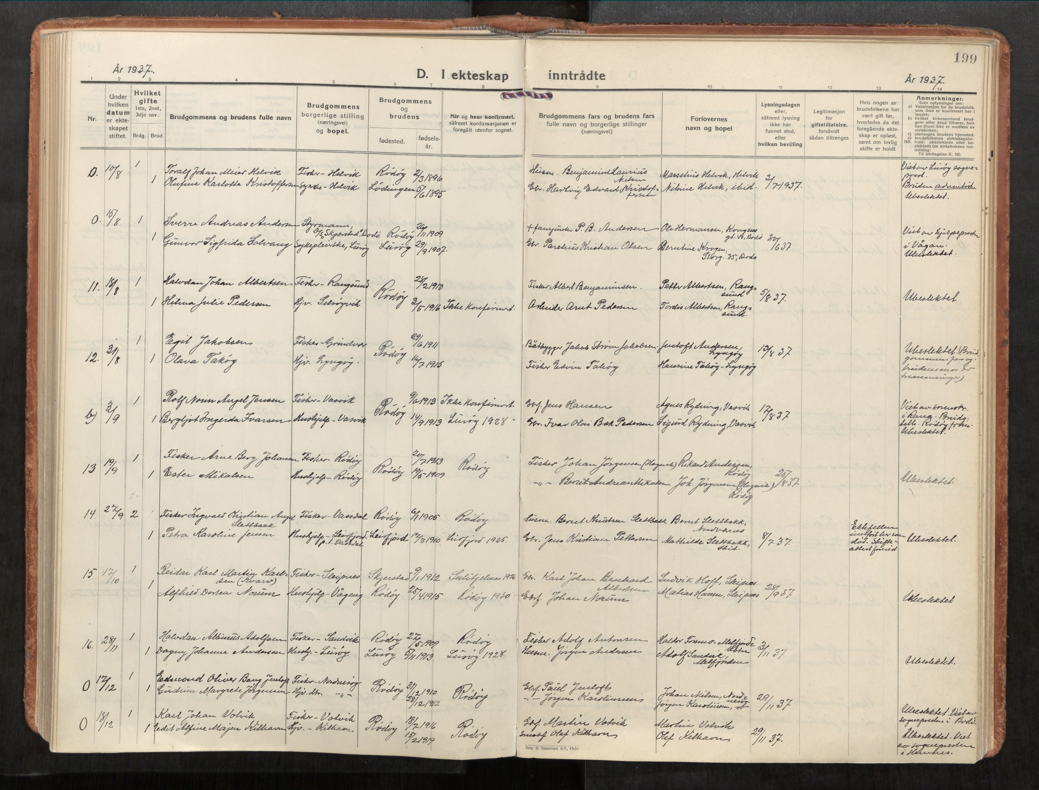 Rødøy sokneprestkontor, AV/SAT-A-4397/2/H/Ha/Haa/L0001: Parish register (official) no. 1, 1926-1941, p. 199