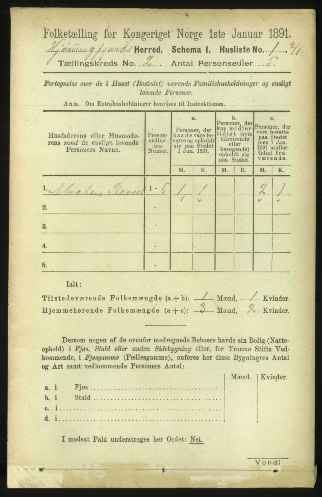 RA, 1891 census for 1522 Hjørundfjord, 1891, p. 215