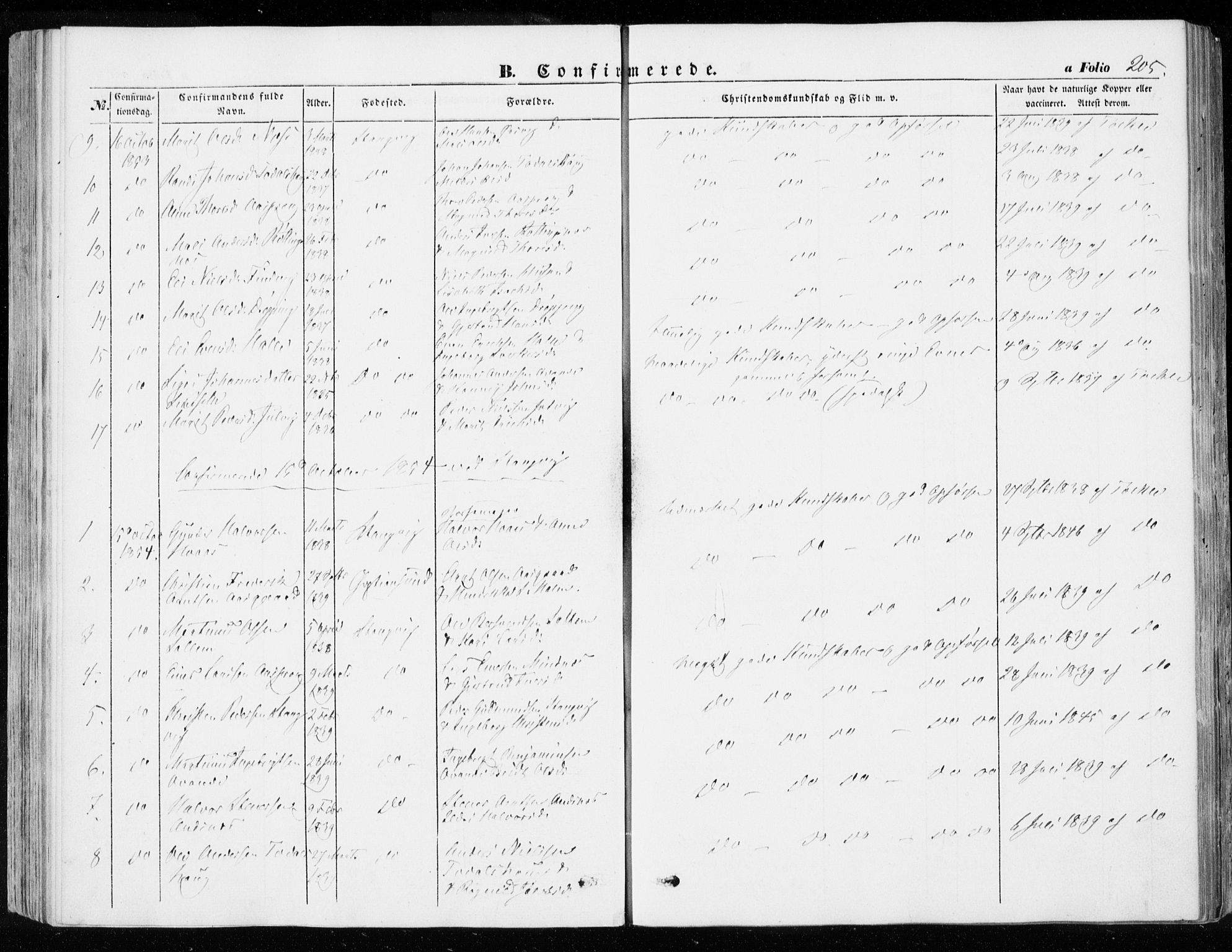Ministerialprotokoller, klokkerbøker og fødselsregistre - Møre og Romsdal, SAT/A-1454/592/L1026: Parish register (official) no. 592A04, 1849-1867, p. 205