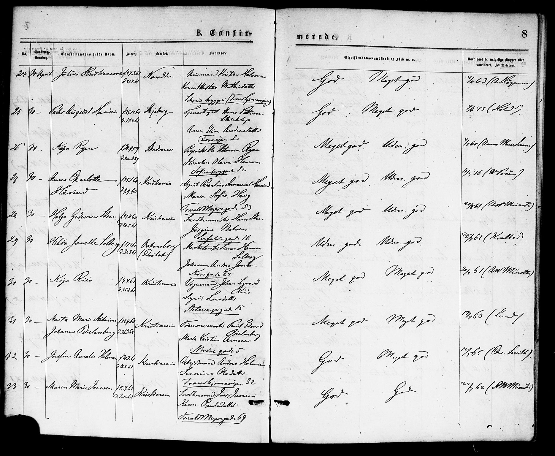 Paulus prestekontor Kirkebøker, AV/SAO-A-10871/F/Fa/L0002: Parish register (official) no. 2, 1875-1878, p. 8