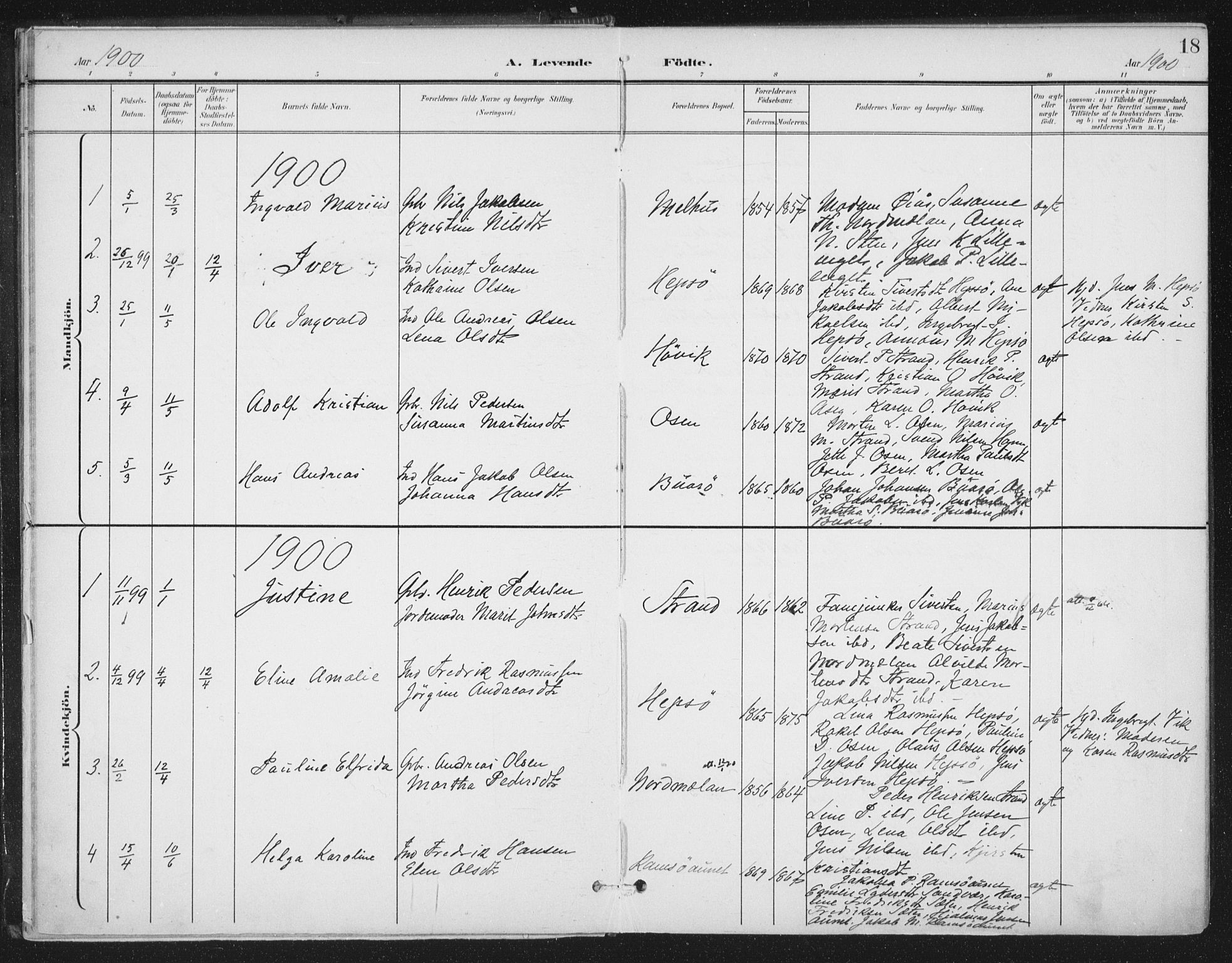 Ministerialprotokoller, klokkerbøker og fødselsregistre - Sør-Trøndelag, SAT/A-1456/658/L0723: Parish register (official) no. 658A02, 1897-1912, p. 18