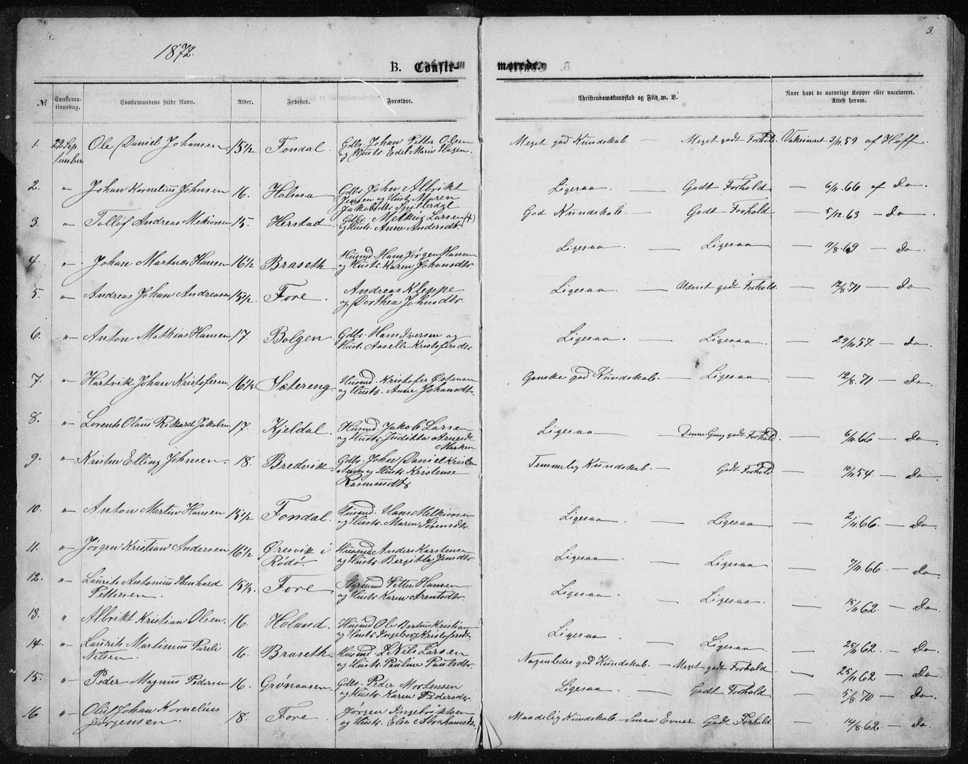 Ministerialprotokoller, klokkerbøker og fødselsregistre - Nordland, SAT/A-1459/843/L0635: Parish register (copy) no. 843C04, 1872-1887, p. 3