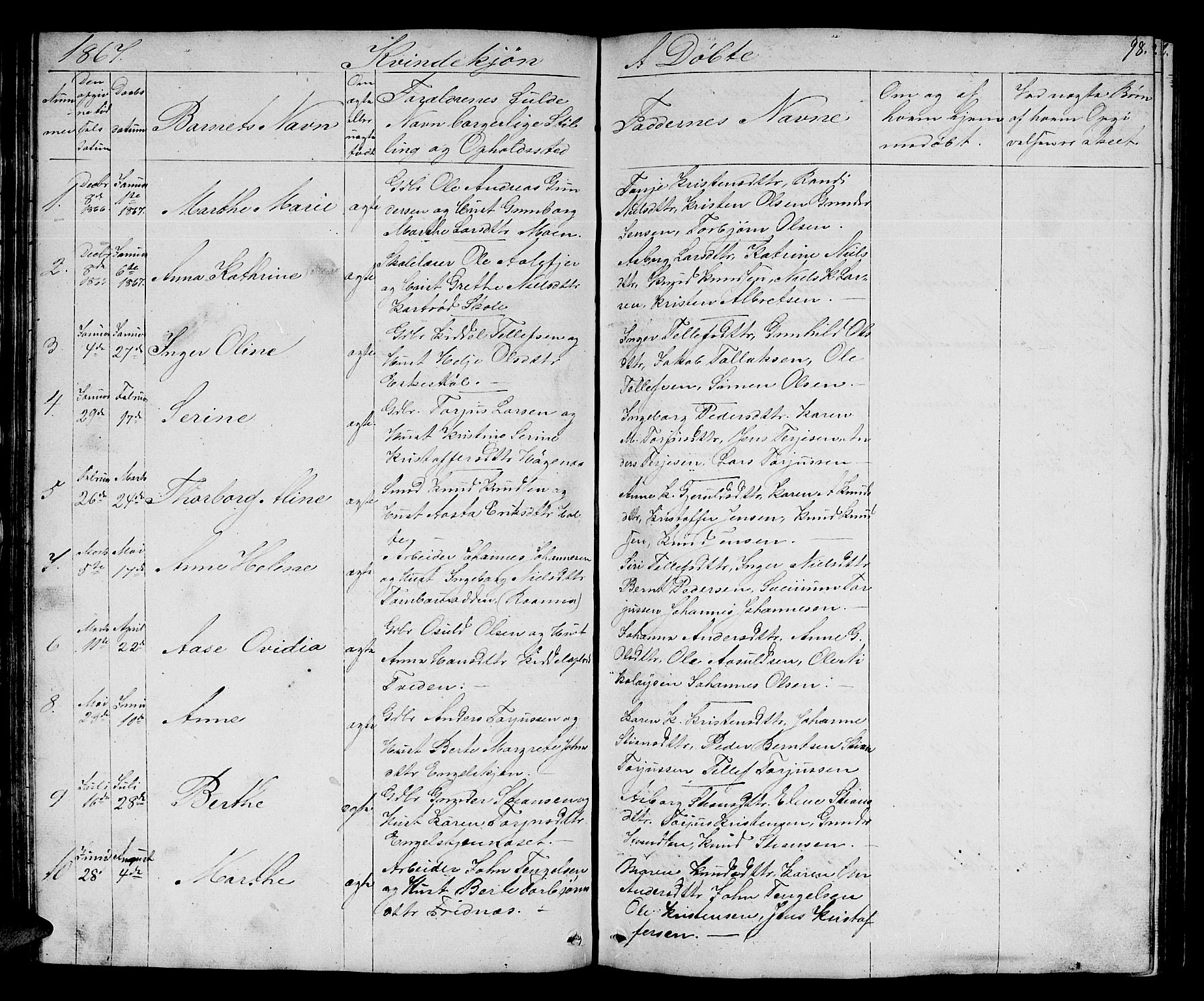 Austre Moland sokneprestkontor, SAK/1111-0001/F/Fb/Fba/L0001: Parish register (copy) no. B 1, 1842-1868, p. 98