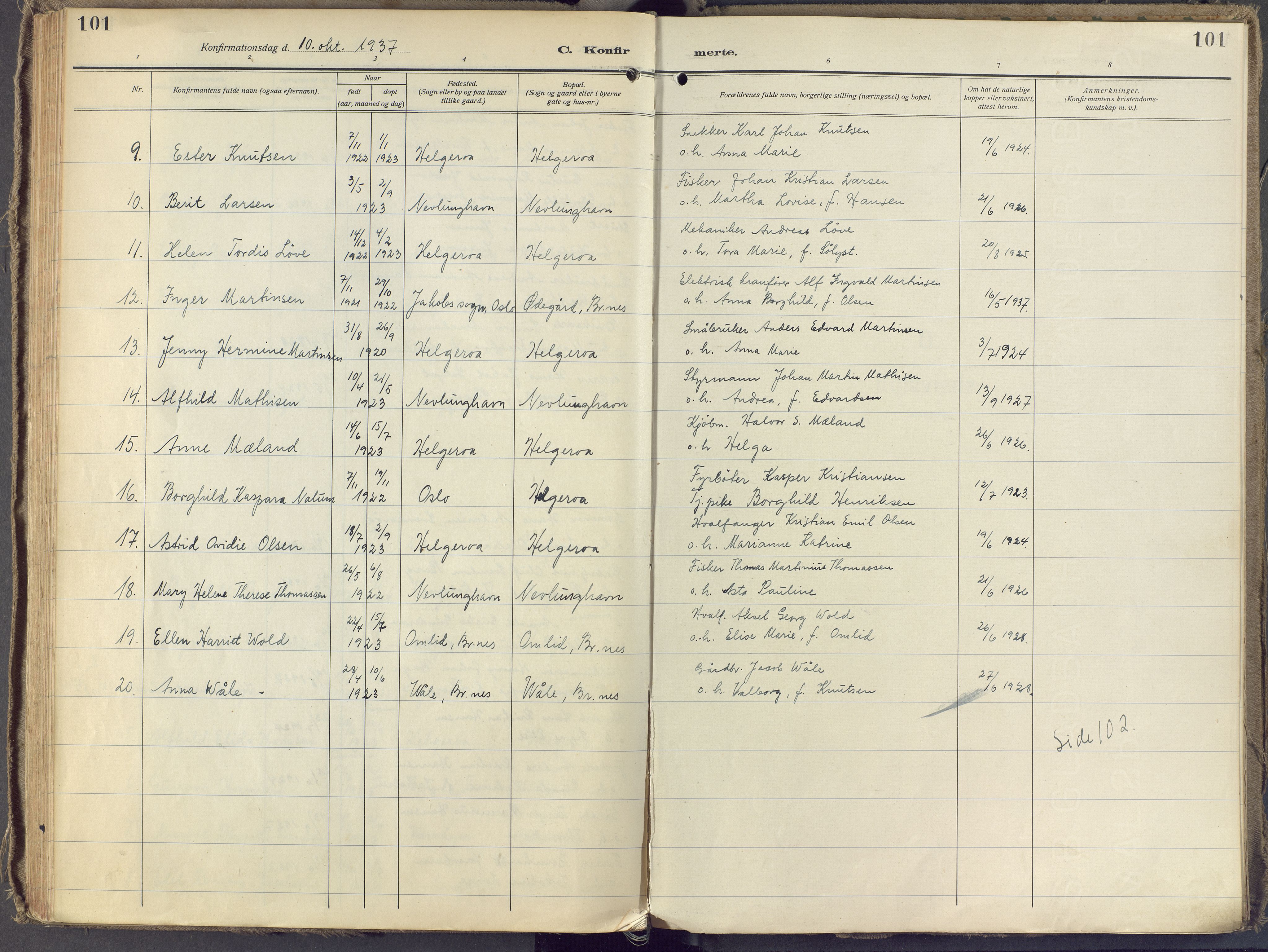 Brunlanes kirkebøker, SAKO/A-342/F/Fb/L0004: Parish register (official) no. II 4, 1923-1940, p. 101