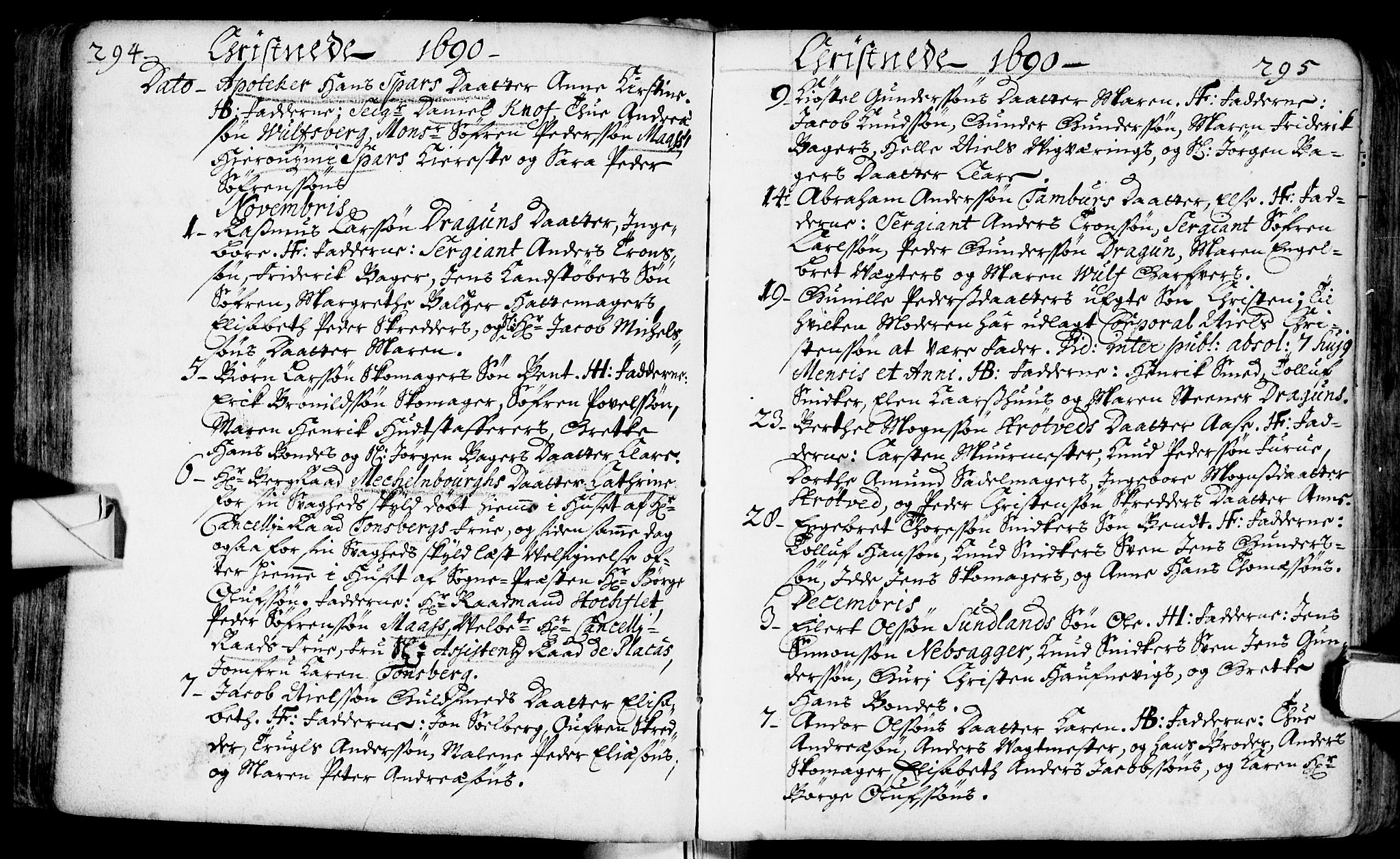 Bragernes kirkebøker, AV/SAKO-A-6/F/Fa/L0002: Parish register (official) no. I 2, 1680-1705, p. 294-295