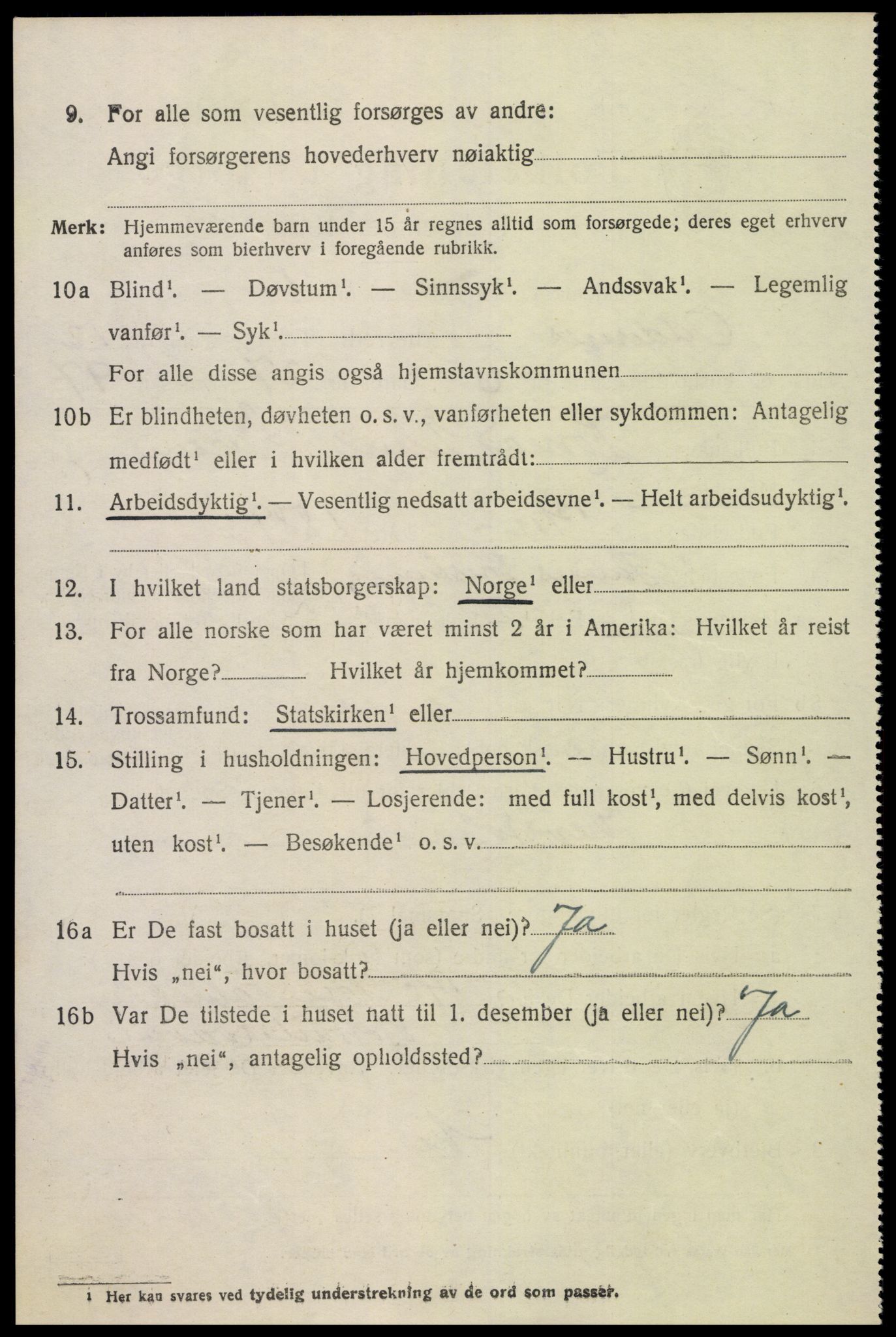 SAK, 1920 census for Oddernes, 1920, p. 6426