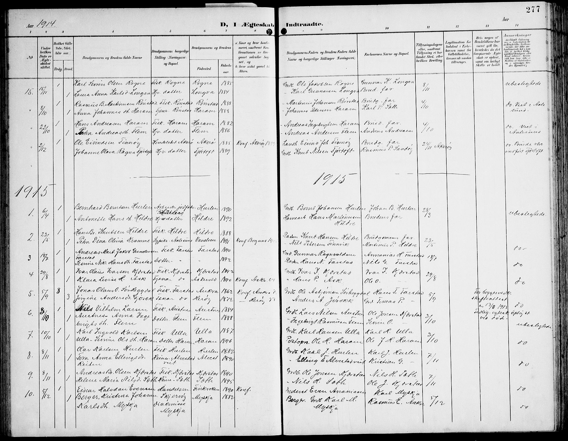 Ministerialprotokoller, klokkerbøker og fødselsregistre - Møre og Romsdal, AV/SAT-A-1454/536/L0511: Parish register (copy) no. 536C06, 1899-1944, p. 277