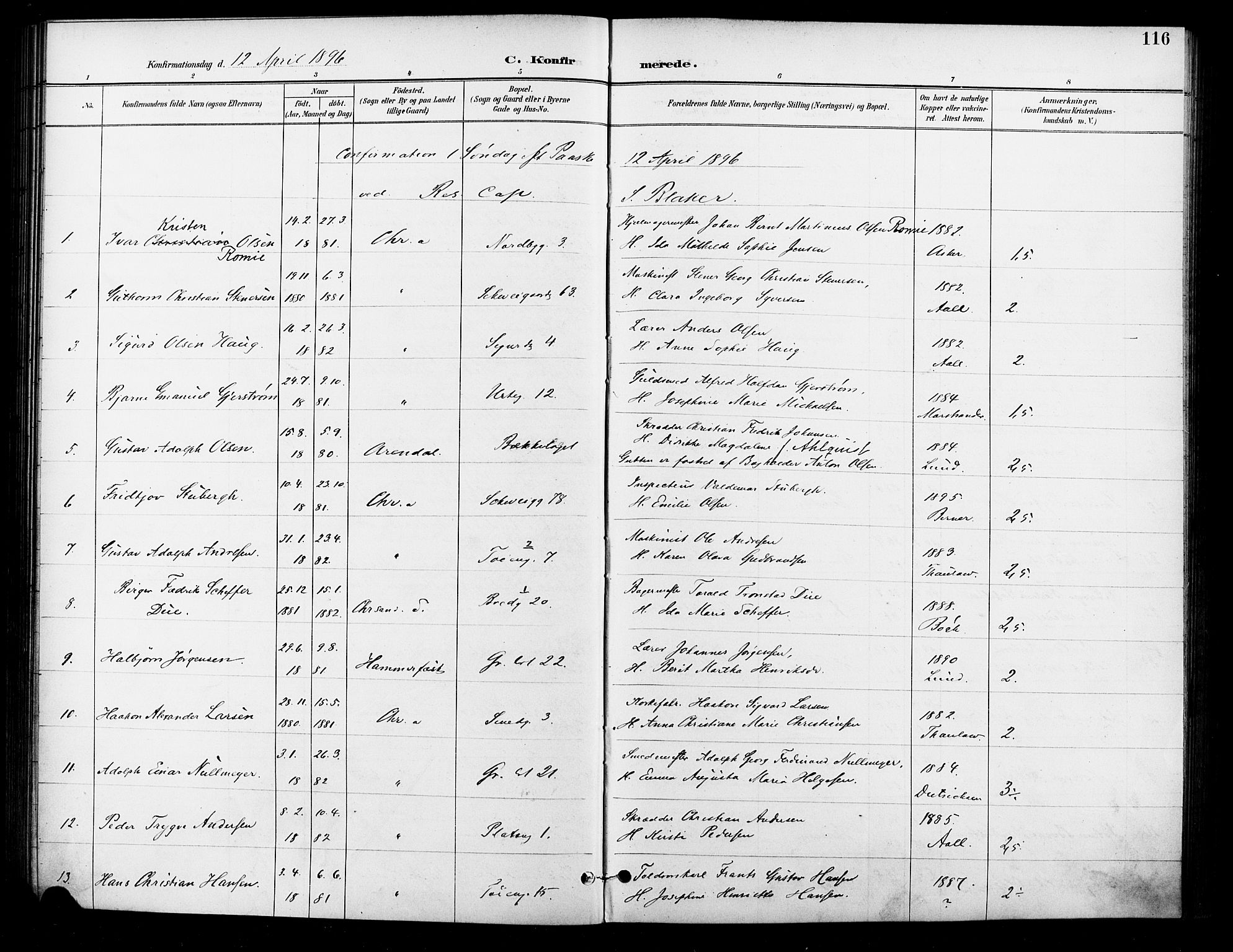 Grønland prestekontor Kirkebøker, AV/SAO-A-10848/F/Fa/L0011: Parish register (official) no. 11, 1892-1907, p. 116