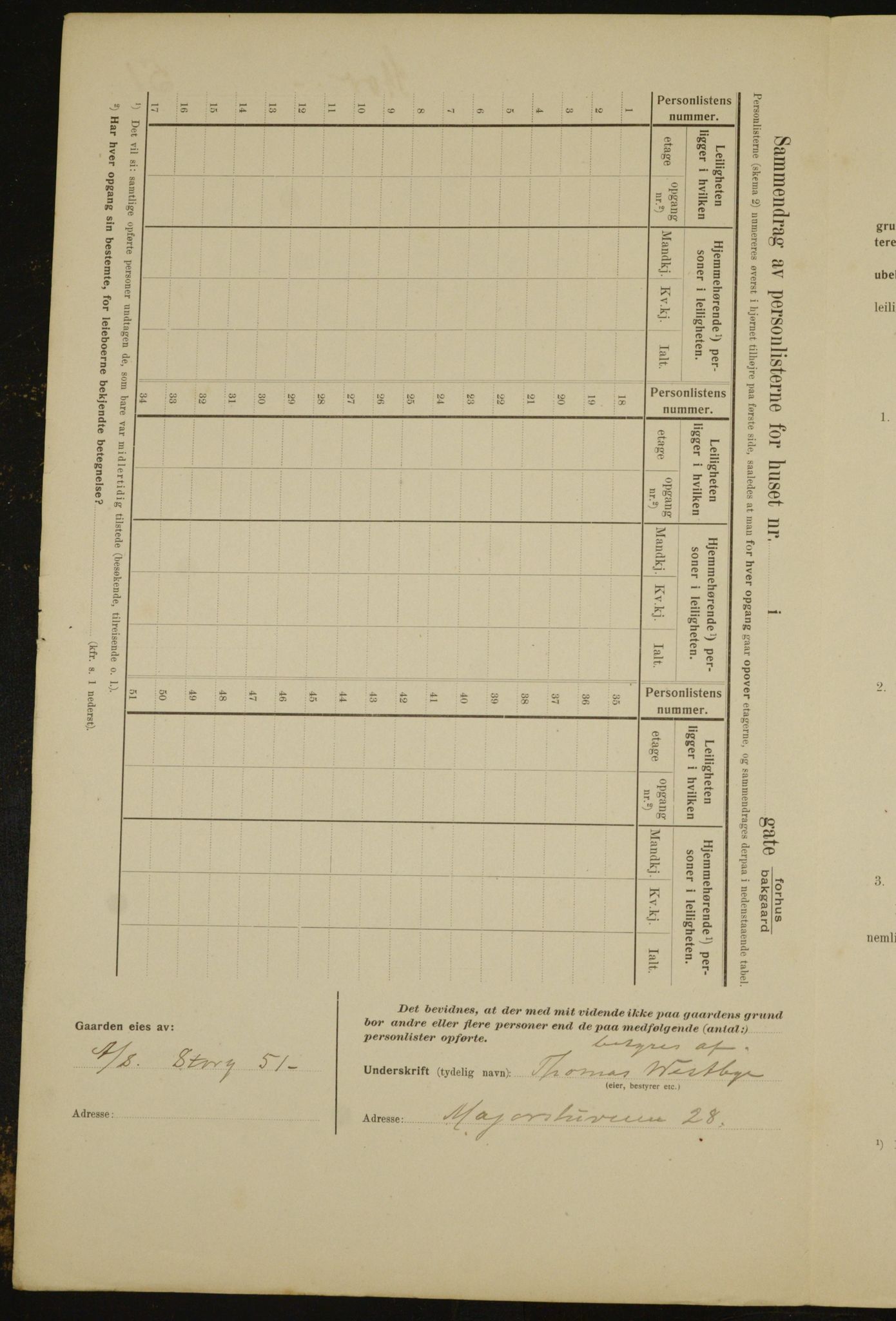 OBA, Municipal Census 1910 for Kristiania, 1910, p. 98306