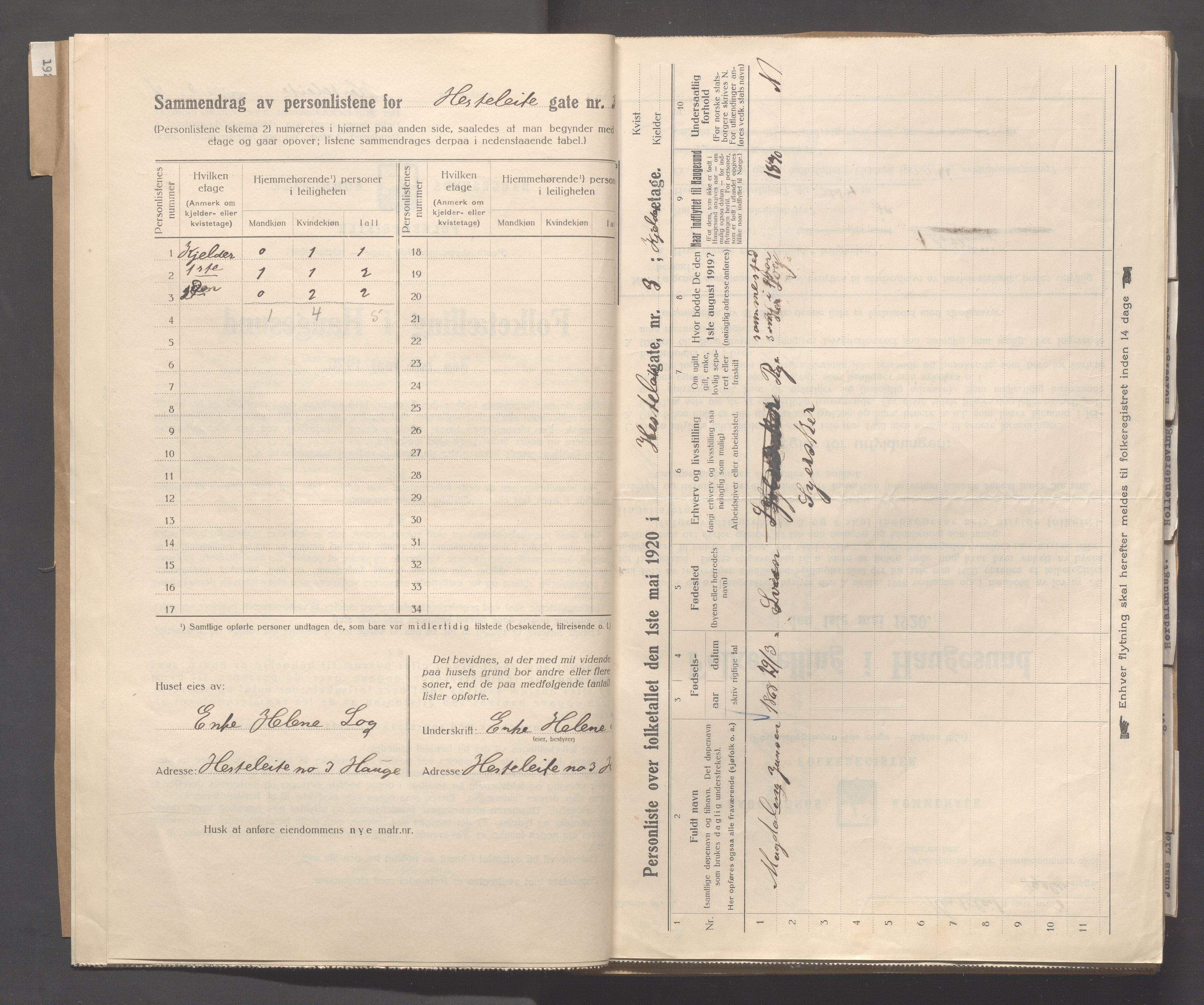 IKAR, Local census 1.5.1920 for Haugesund, 1920, p. 2100