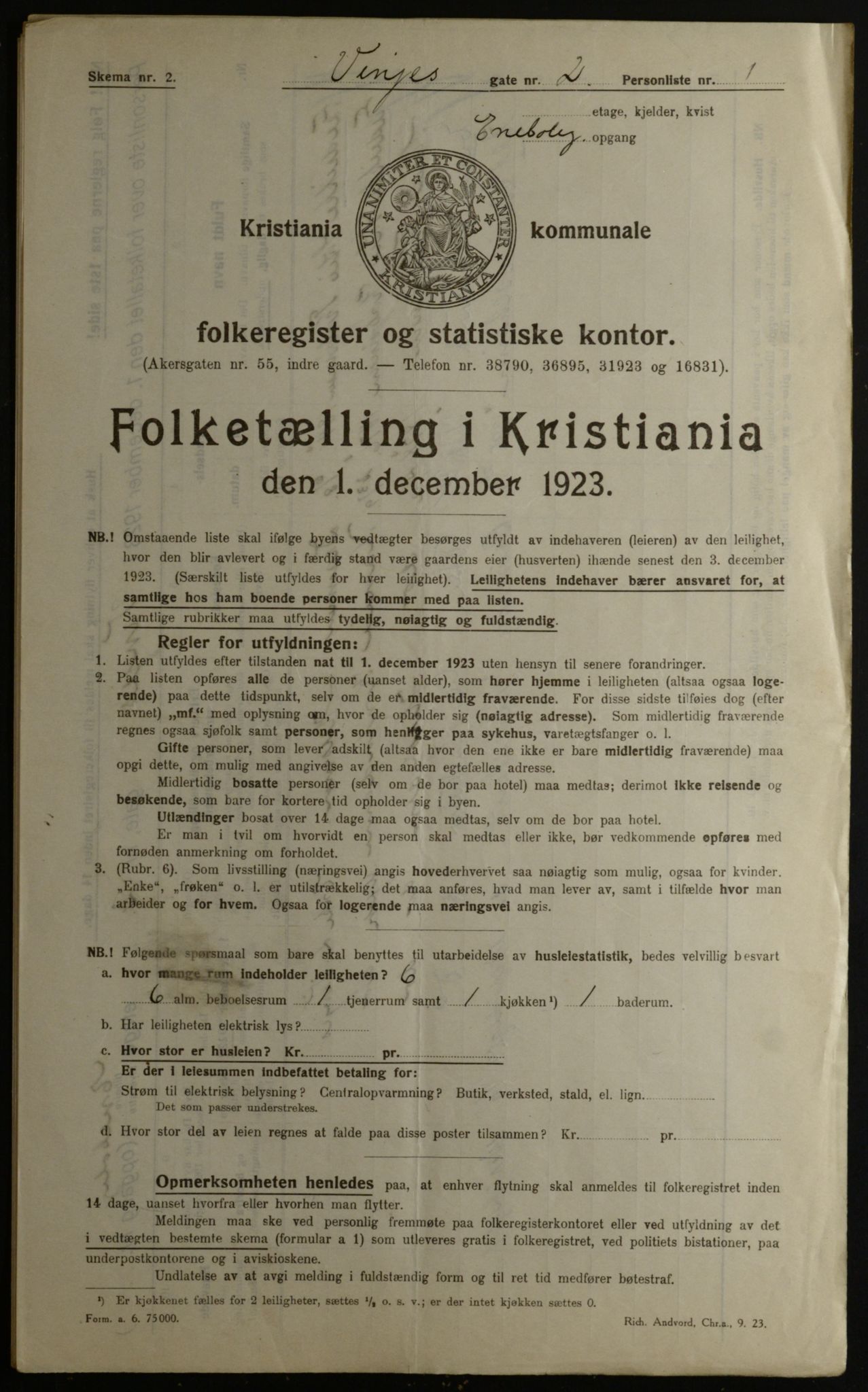 OBA, Municipal Census 1923 for Kristiania, 1923, p. 3985