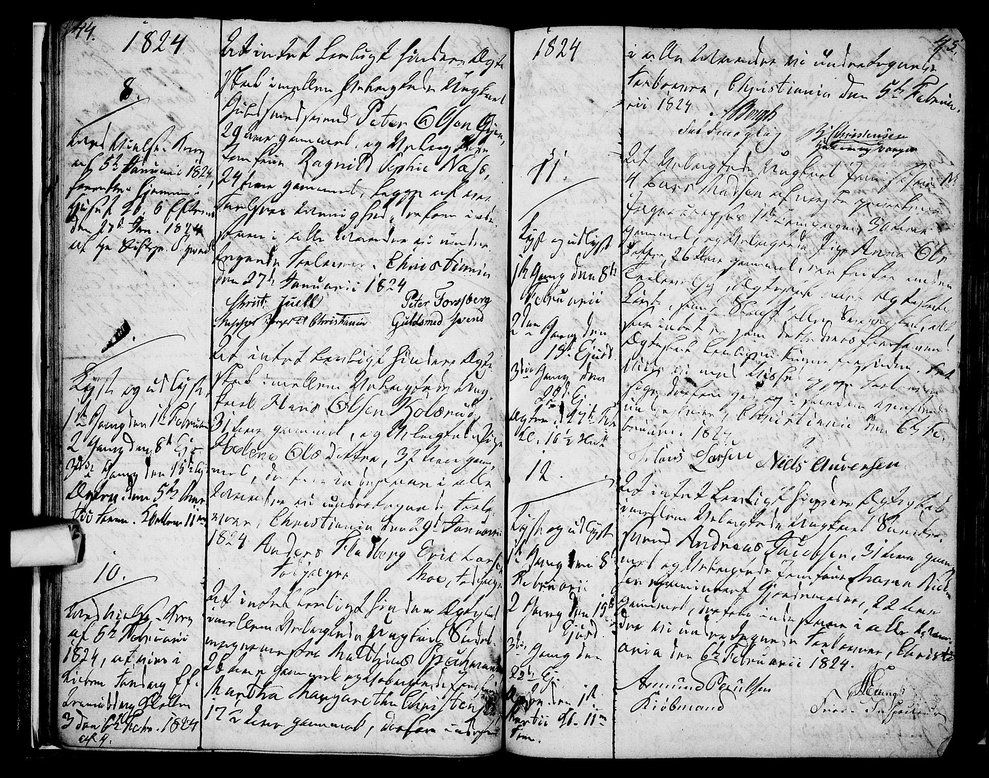 Oslo domkirke Kirkebøker, SAO/A-10752/L/La/L0013: Best man's statements no. 13, 1822-1837, p. 44-45