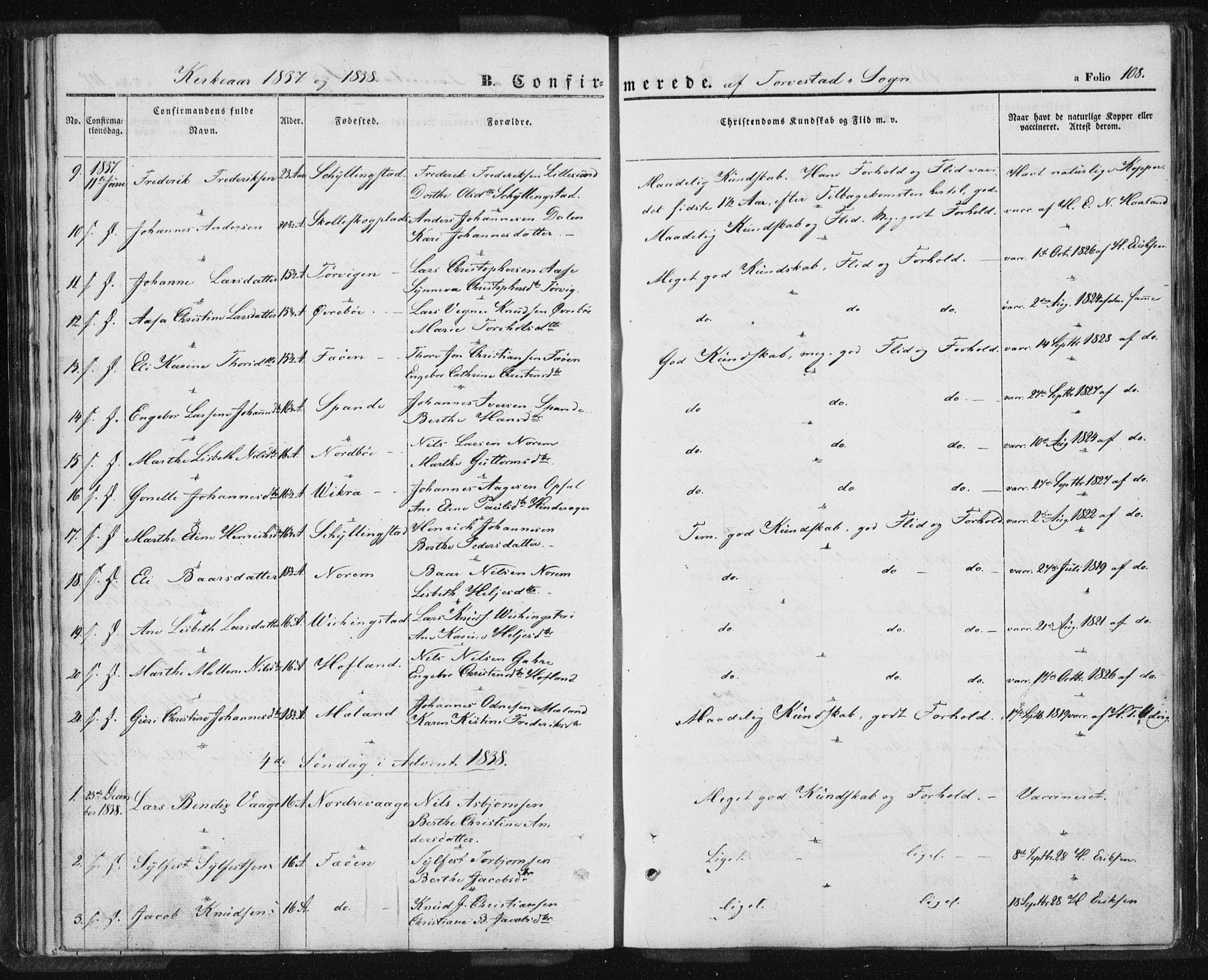 Torvastad sokneprestkontor, AV/SAST-A -101857/H/Ha/Haa/L0005: Parish register (official) no. A 5, 1836-1847, p. 108