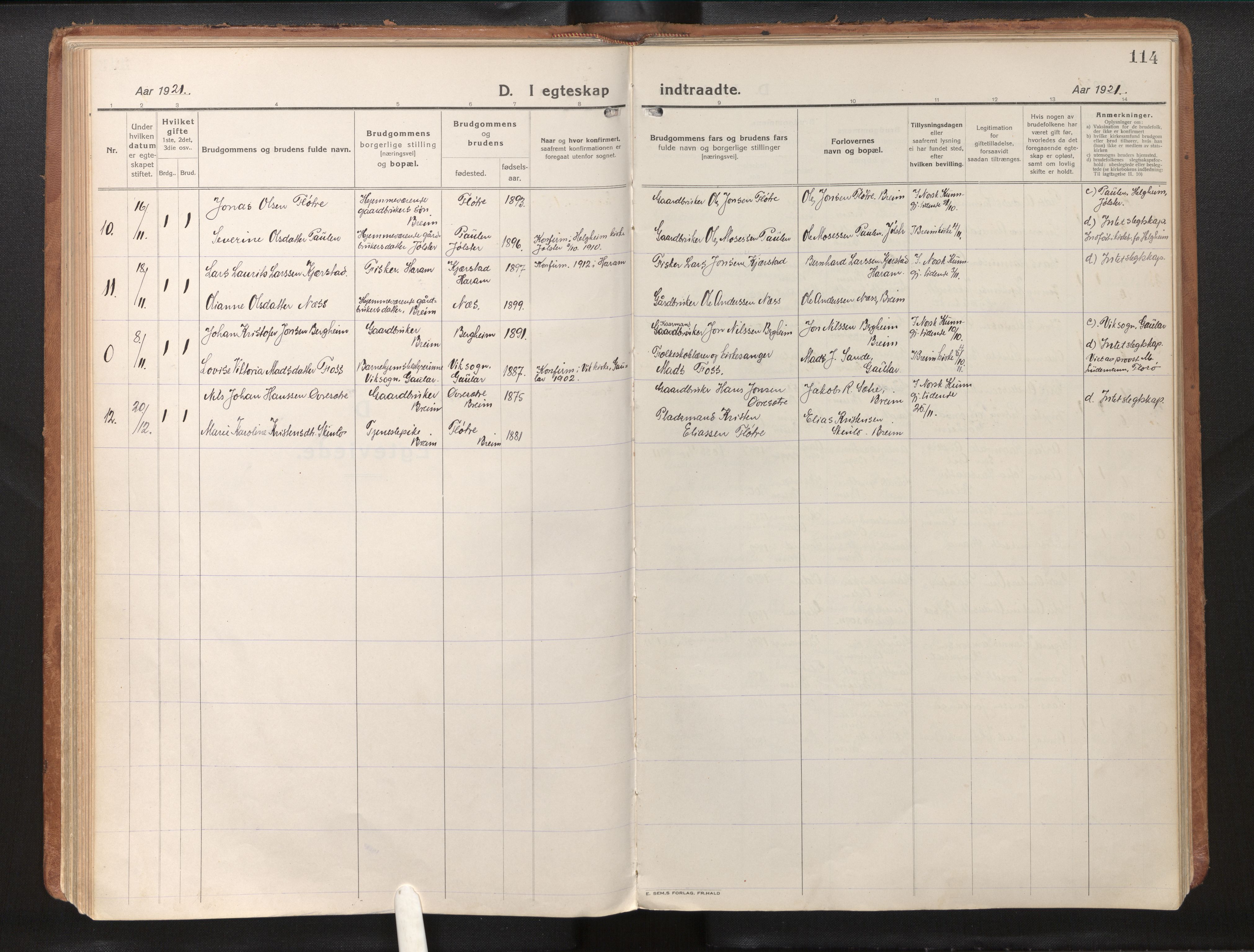 Gloppen sokneprestembete, SAB/A-80101/H/Haa/Haac/L0004: Parish register (official) no. C 4, 1921-1949, p. 114