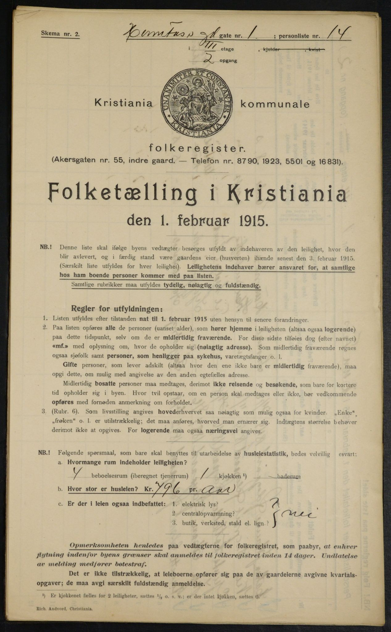 OBA, Municipal Census 1915 for Kristiania, 1915, p. 38132