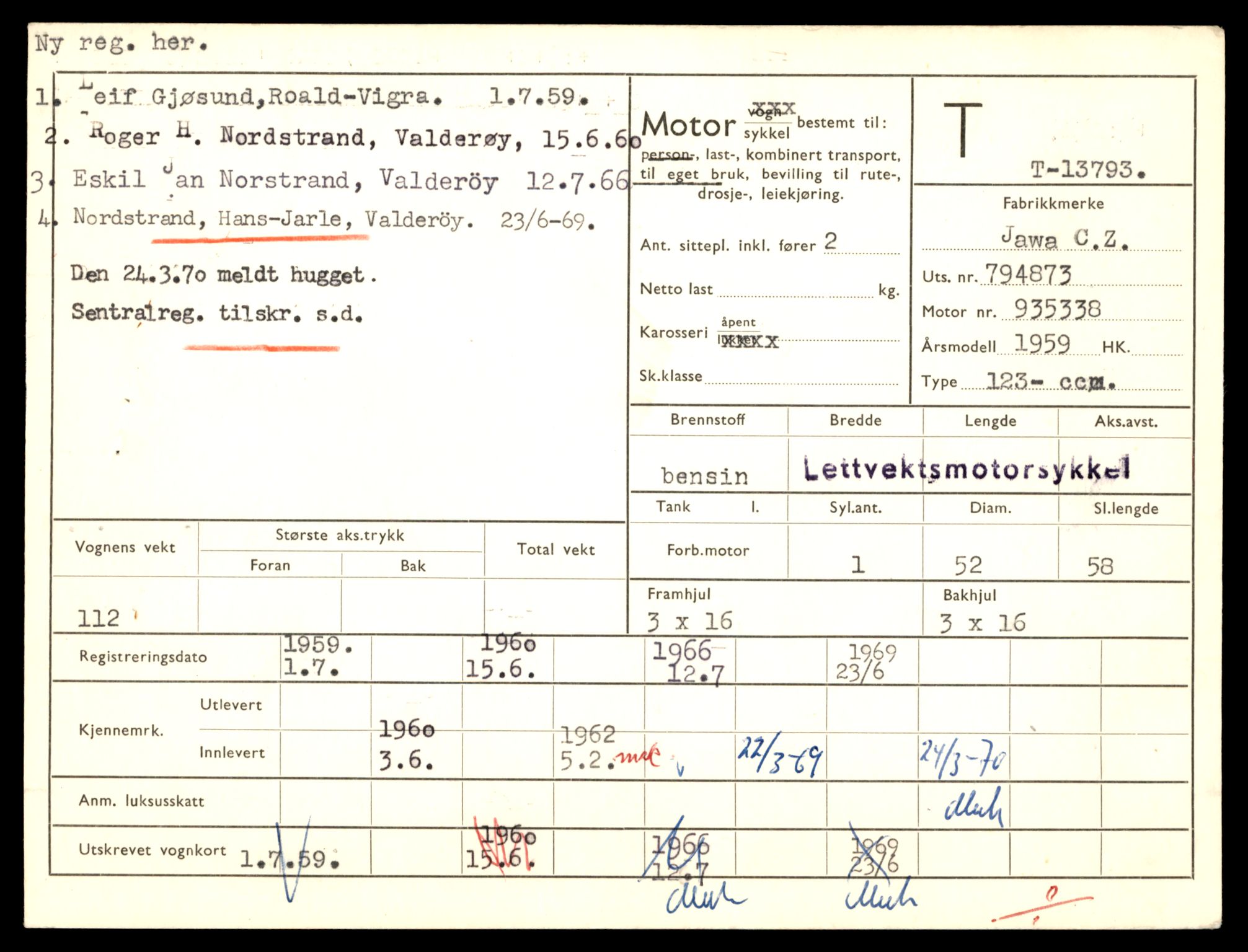 Møre og Romsdal vegkontor - Ålesund trafikkstasjon, AV/SAT-A-4099/F/Fe/L0041: Registreringskort for kjøretøy T 13710 - T 13905, 1927-1998, p. 1469