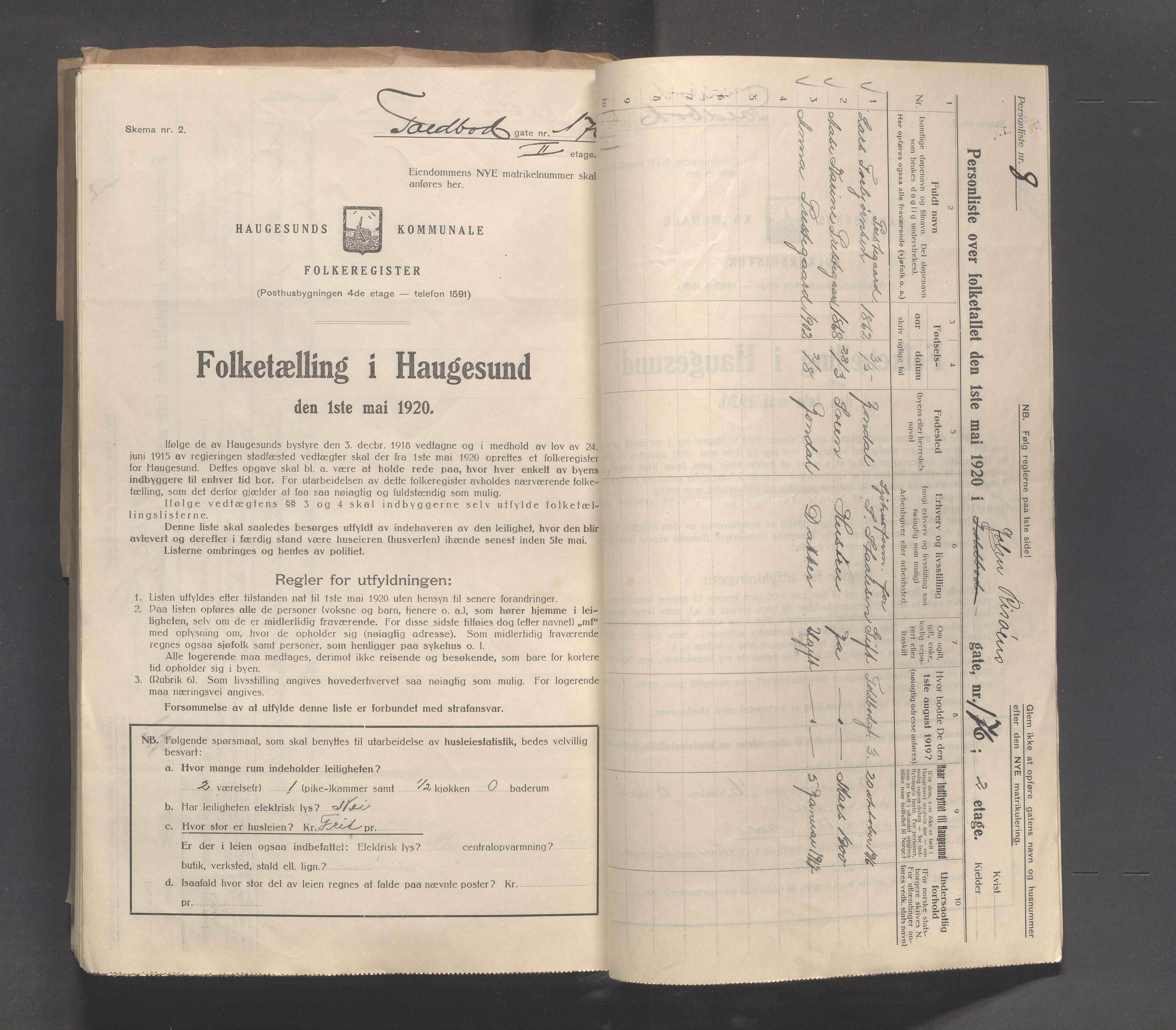 IKAR, Local census 1.5.1920 for Haugesund, 1920, p. 6733