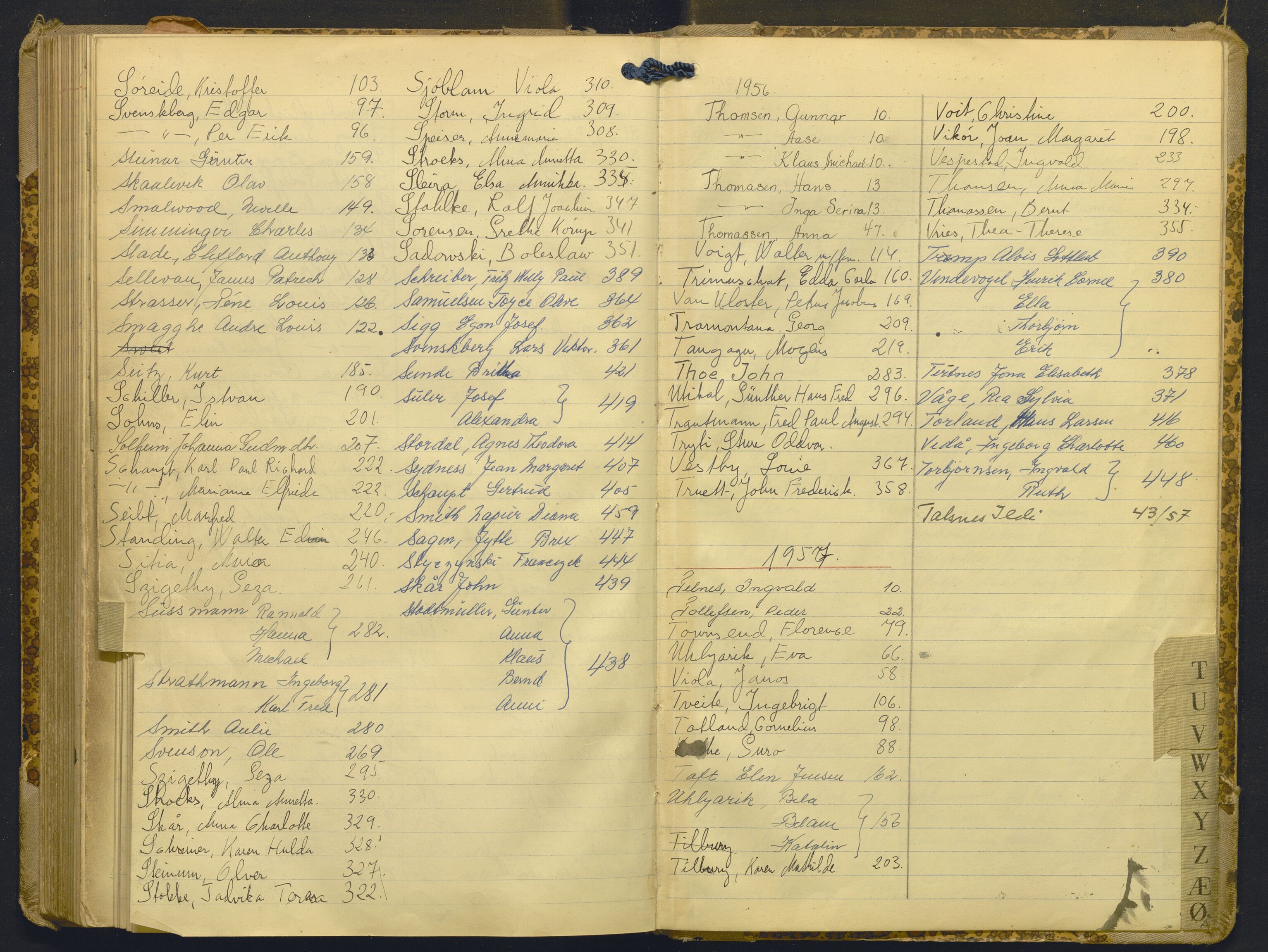 Hordaland politidistrikt, AV/SAB-A-64101/K/Ka/L0006: Framandsakjournal med register, 1956-1957