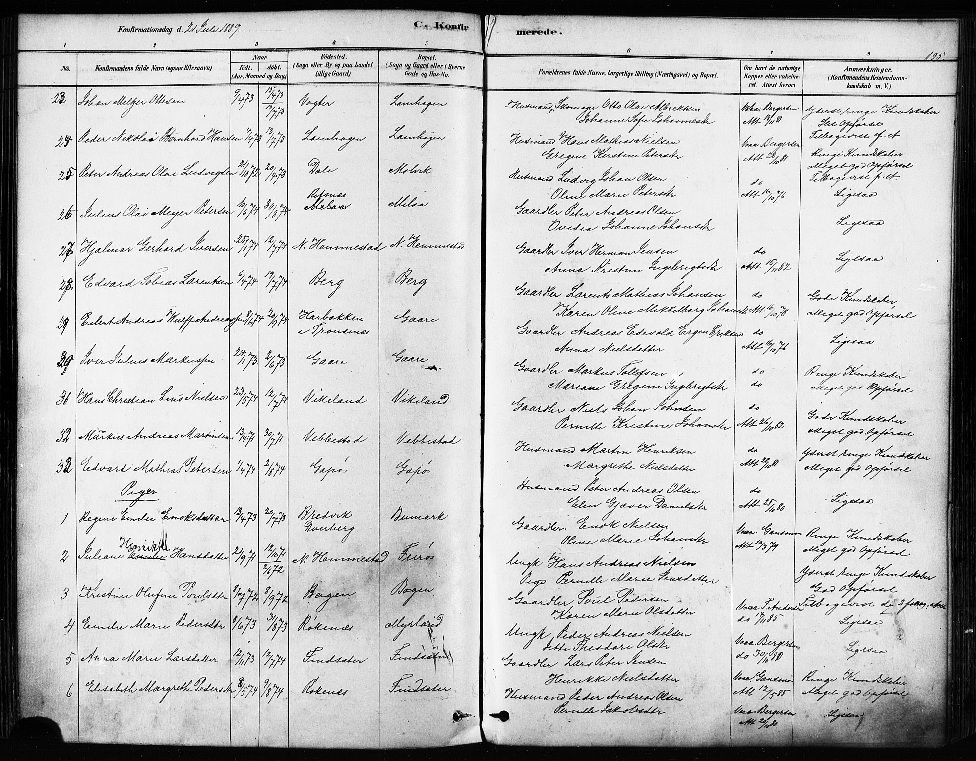 Kvæfjord sokneprestkontor, SATØ/S-1323/G/Ga/Gaa/L0005kirke: Parish register (official) no. 5, 1878-1894, p. 195