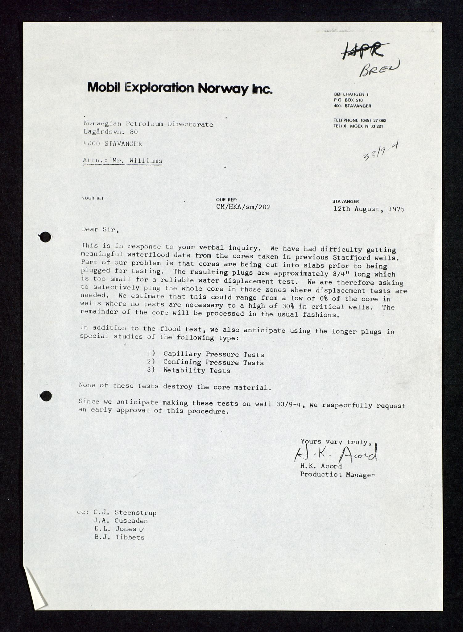 Pa 1578 - Mobil Exploration Norway Incorporated, SAST/A-102024/4/D/Da/L0117: S.E. Smith - Sak og korrespondanse, 1973-1977, p. 566