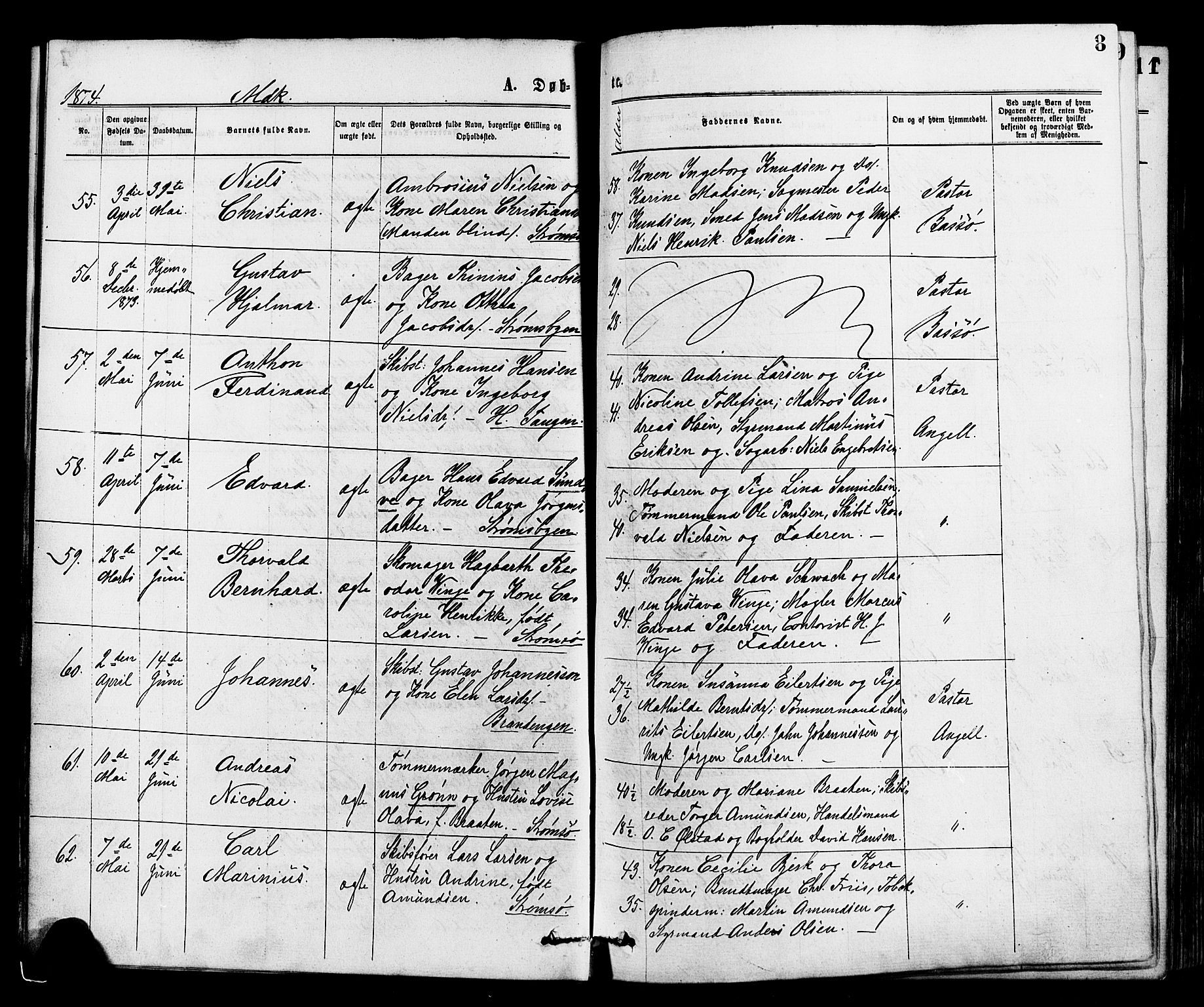 Strømsø kirkebøker, AV/SAKO-A-246/F/Fa/L0019: Parish register (official) no. I 19, 1874-1877, p. 8