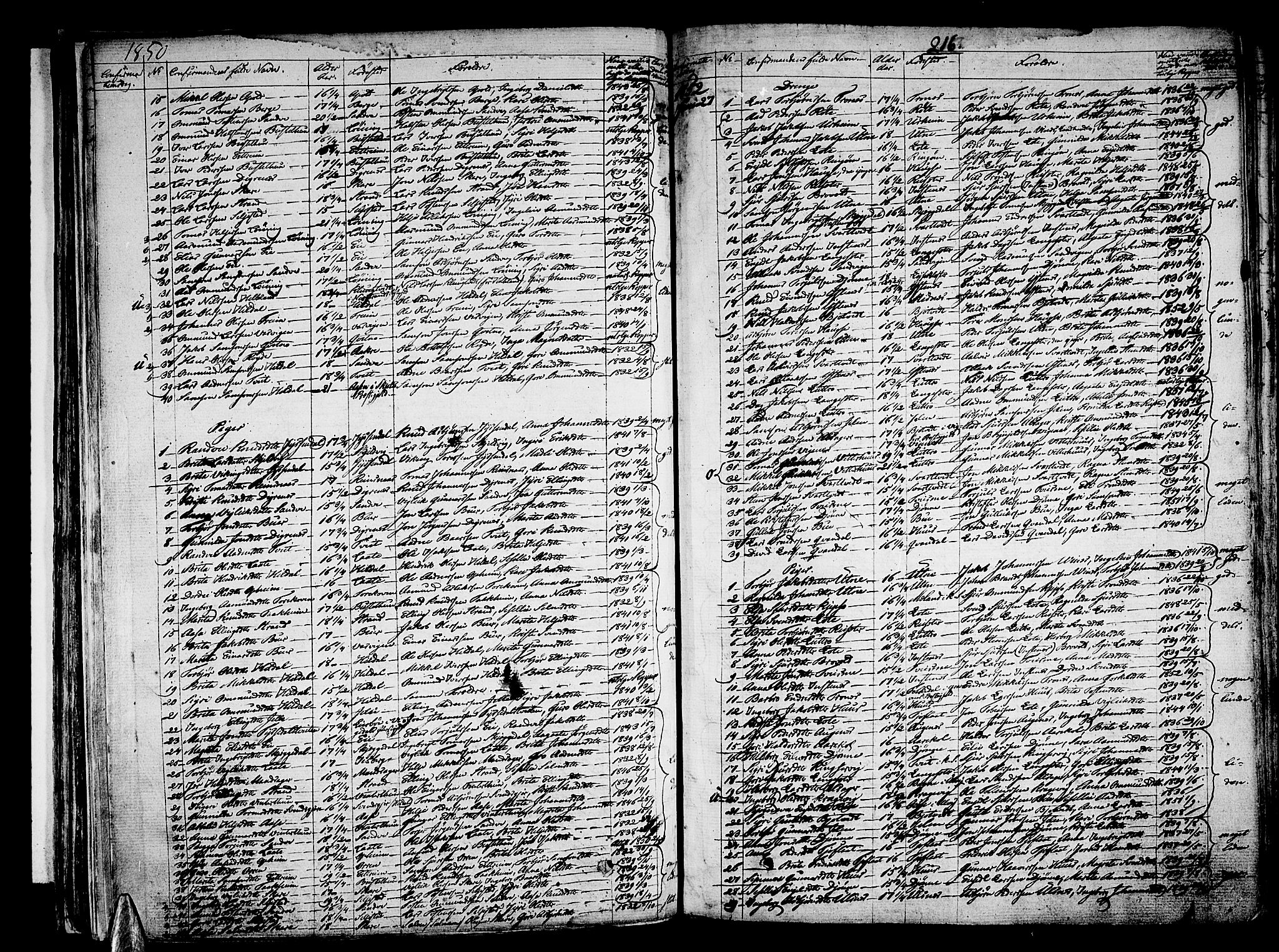 Ullensvang sokneprestembete, AV/SAB-A-78701/H/Haa: Parish register (official) no. A 10, 1825-1853, p. 216