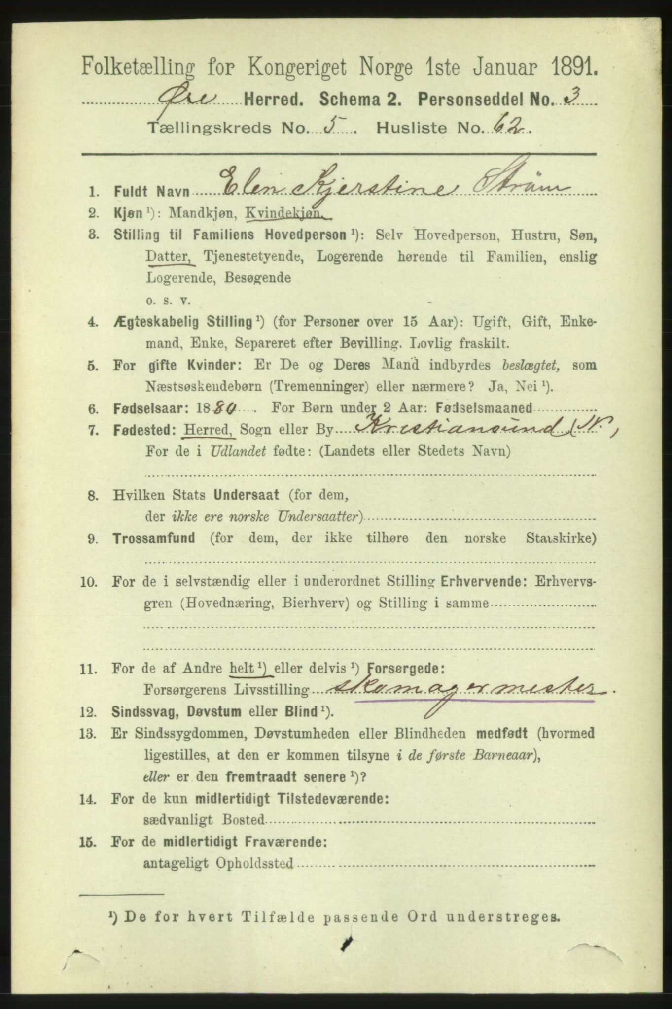 RA, 1891 census for 1558 Øre, 1891, p. 2746