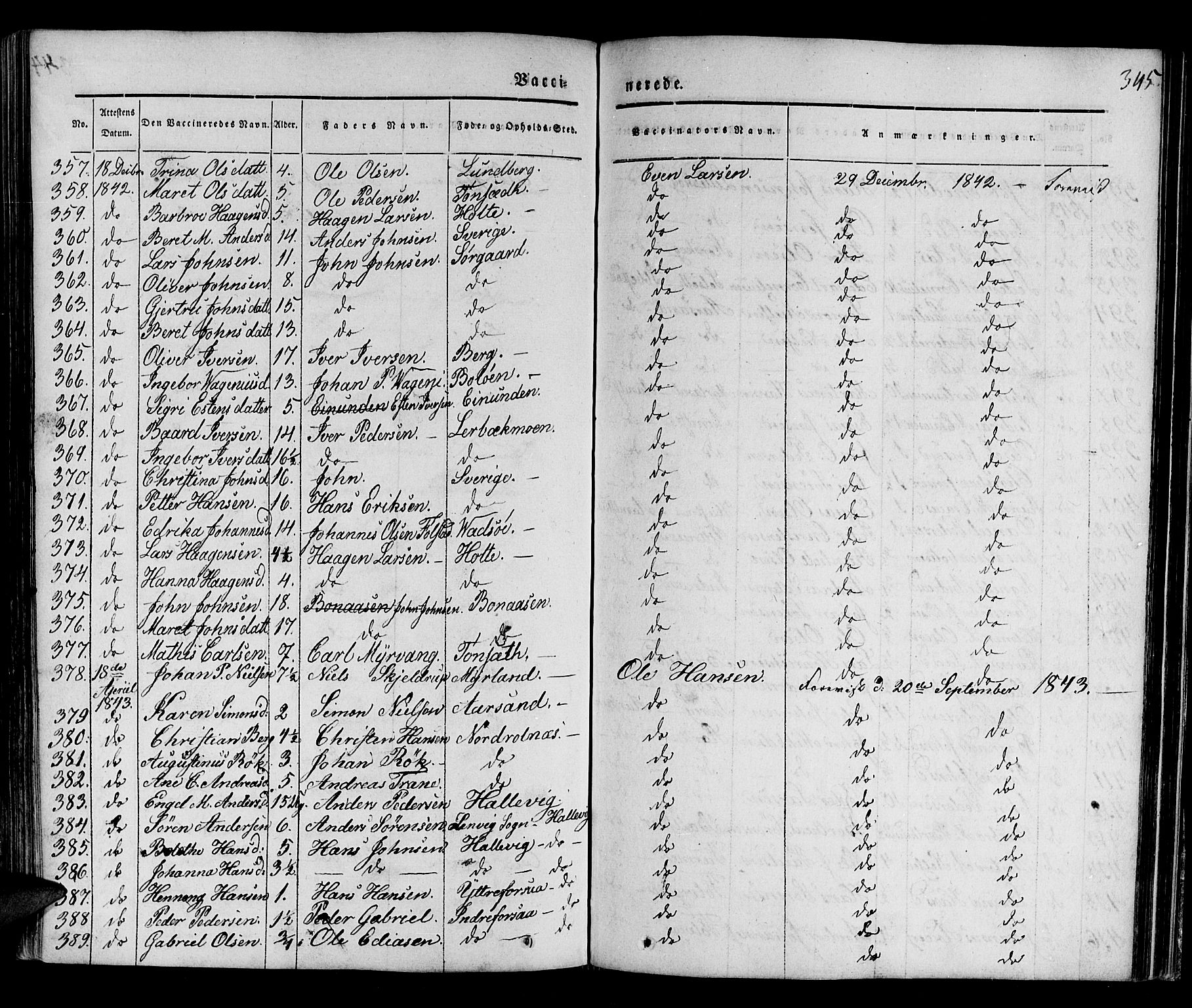 Ibestad sokneprestembete, SATØ/S-0077/H/Ha/Haa/L0006kirke: Parish register (official) no. 6, 1837-1850, p. 345